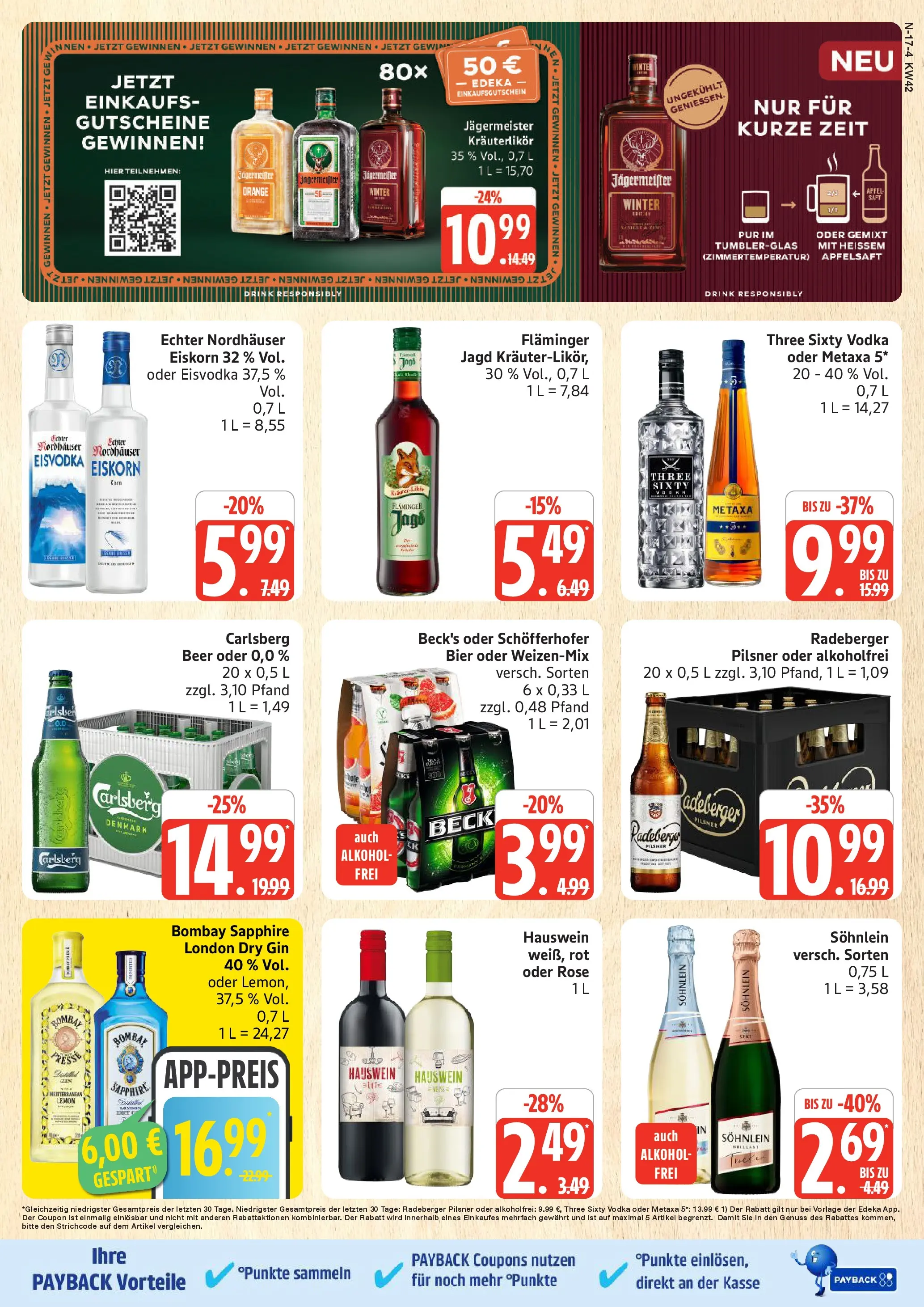 Marktkauf - Marktkauf: Wochenangebote (ab 13.10.2025) » Angebote online | Seite: 17 | Produkte: Carlsberg, Metaxa, Gin, Radeberger pilsner