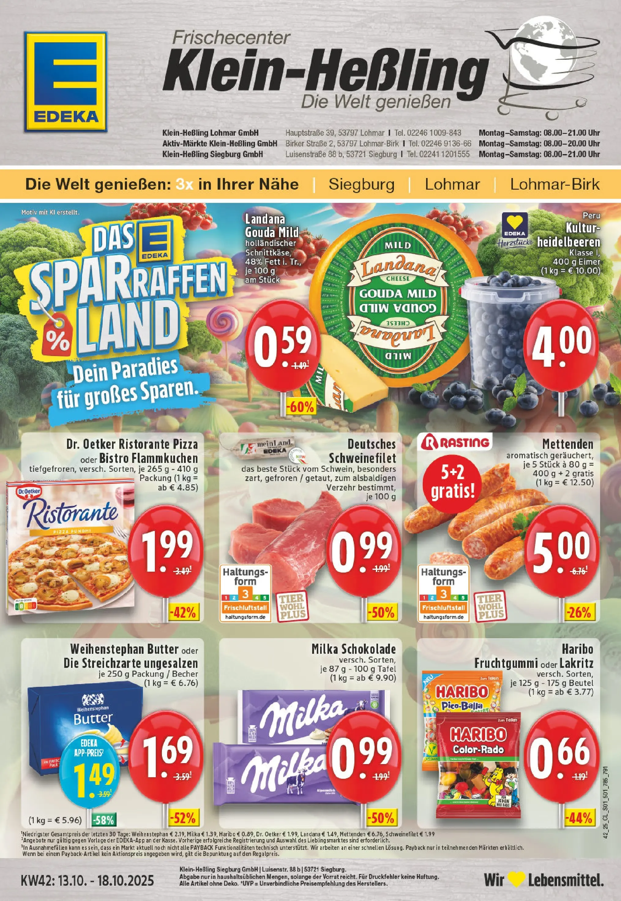 Edeka prospekt Lohmar - Birk	 (ab 13.10.2025) » Angebote Online | Seite: 1 | Produkte: Milka schokolade, Gouda, Milka, Uhr