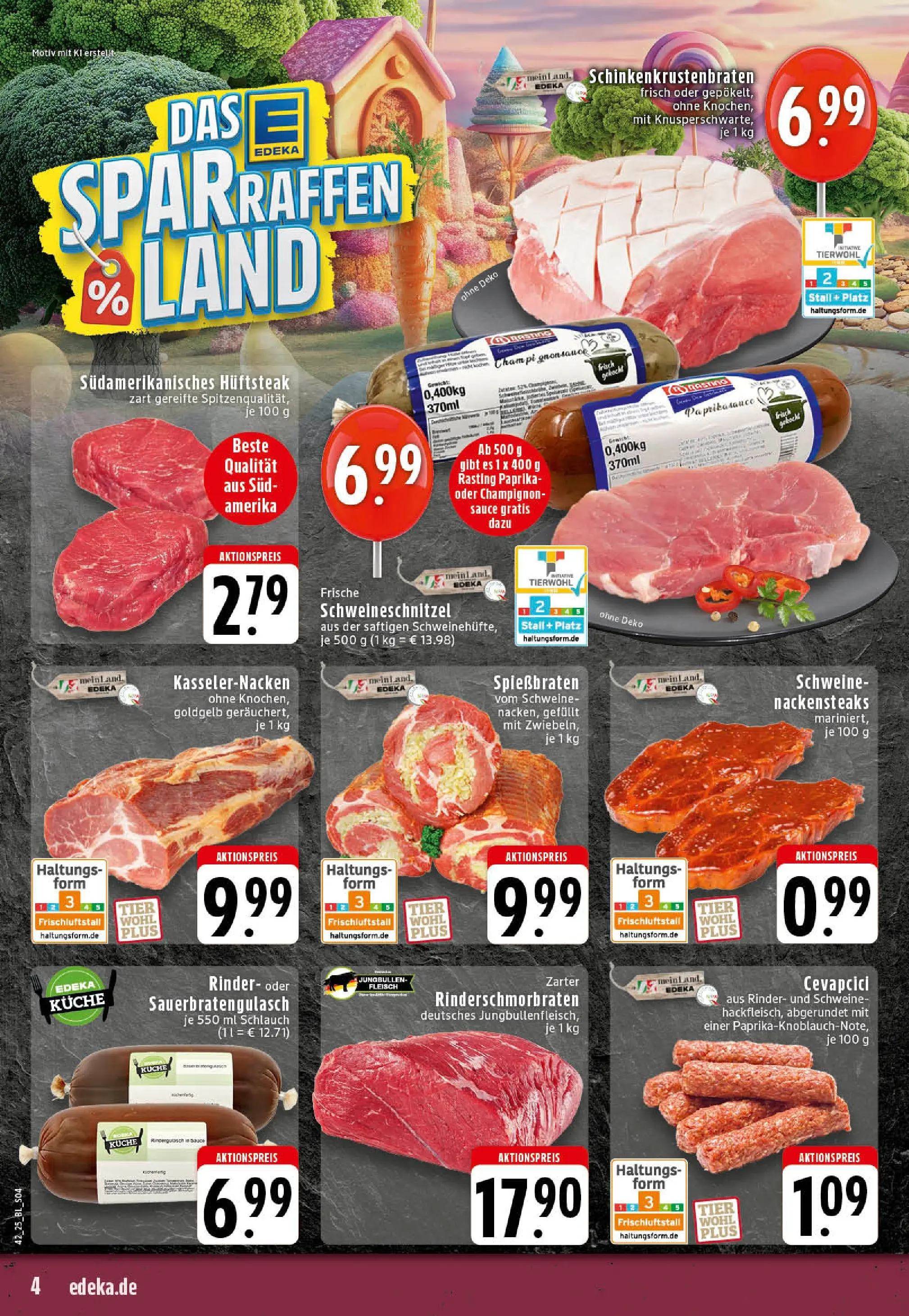 Edeka prospekt Rheine	 (ab 13.10.2025) » Angebote Online | Seite: 4 | Produkte: Nackensteaks, Cevapcici, Steak, Fleisch