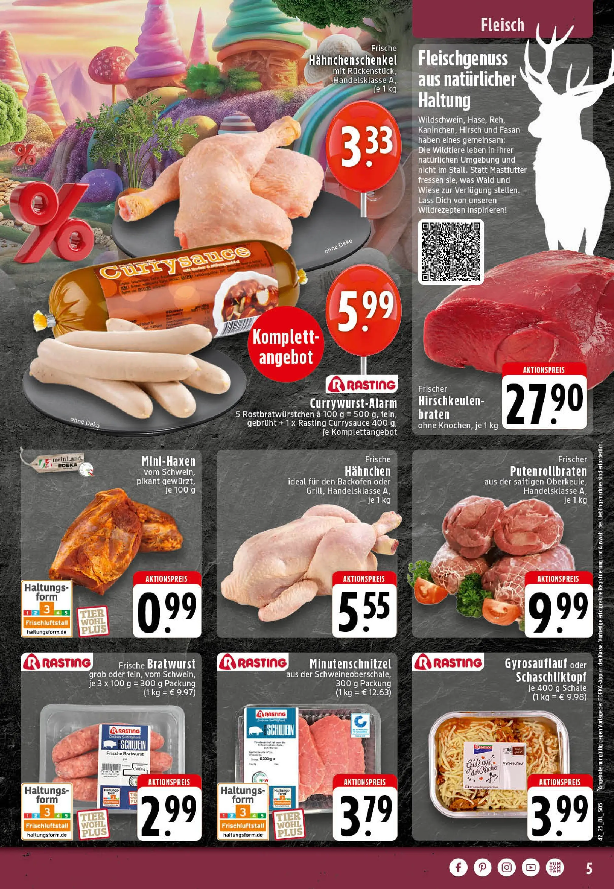 Edeka prospekt Rheine	 (ab 13.10.2025) » Angebote Online | Seite: 5 | Produkte: Hahnchenschenkel, Bratwurst, Küche, Fleisch