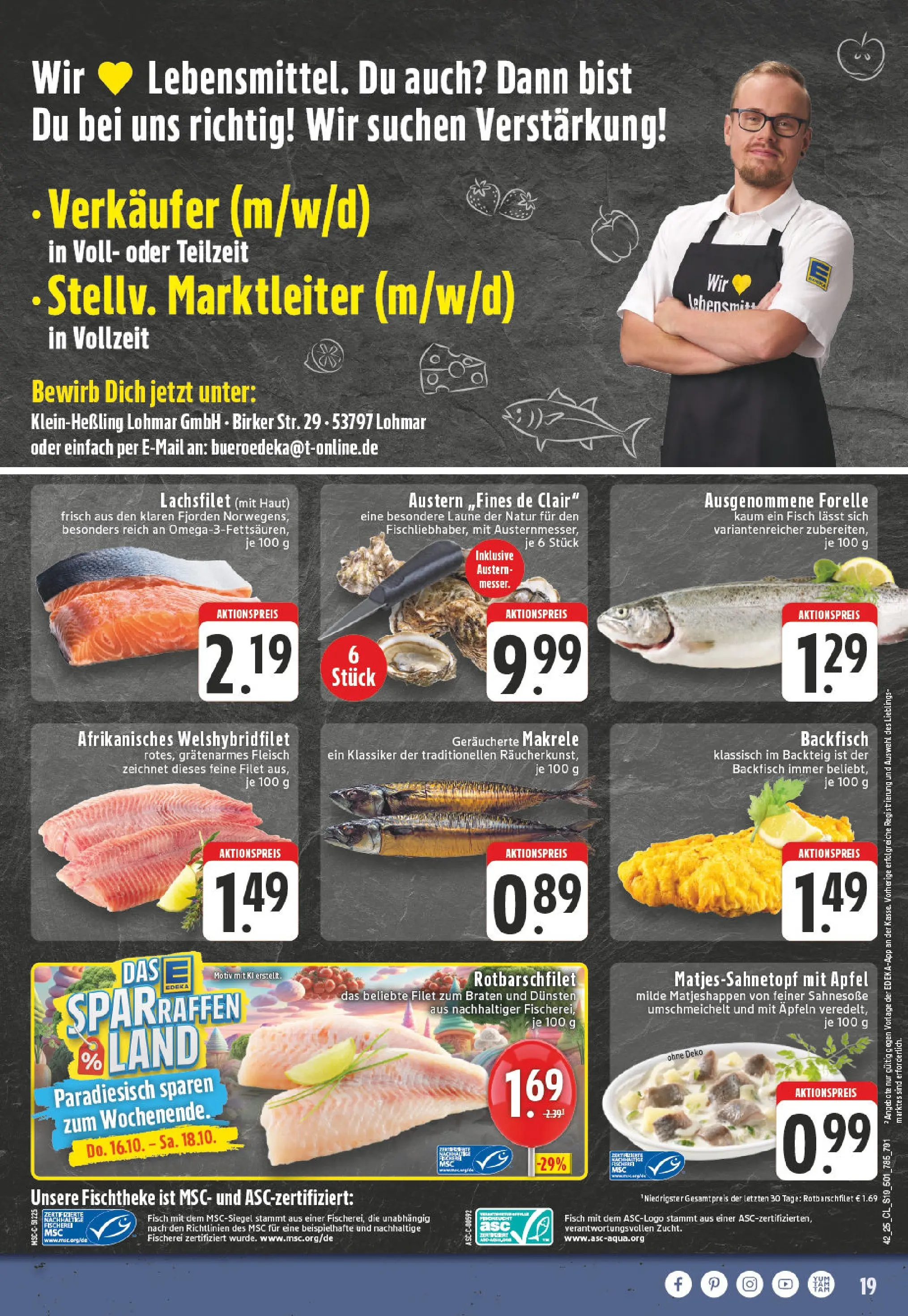 Edeka prospekt Lohmar - Birk	 (ab 13.10.2025) » Angebote Online | Seite: 19 | Produkte: Äpfel, Apple, Fisch, Fleisch