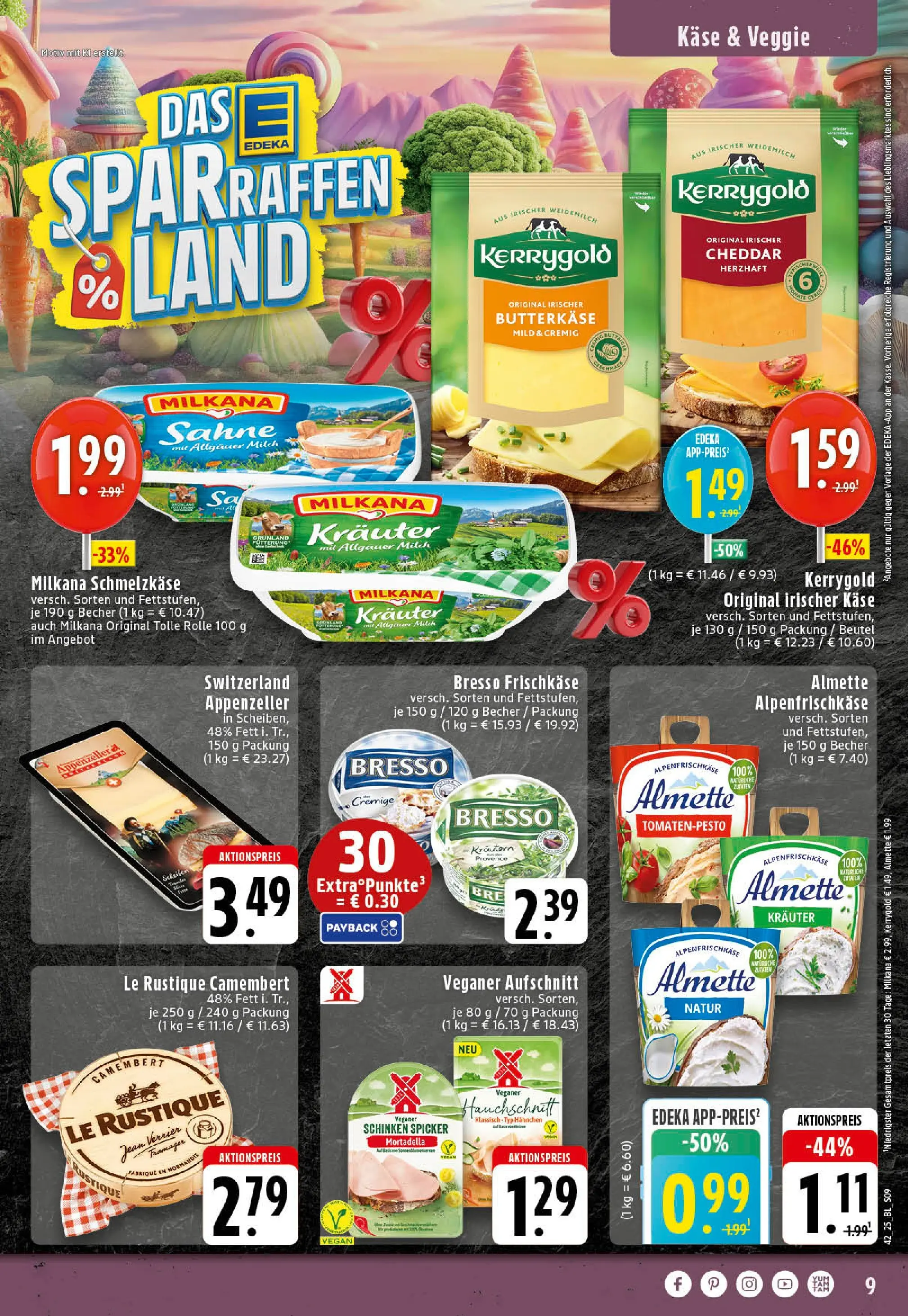 Edeka prospekt Rheine	 (ab 13.10.2025) » Angebote Online | Seite: 9 | Produkte: Hahnchen, Käse, Milkana, Sahne