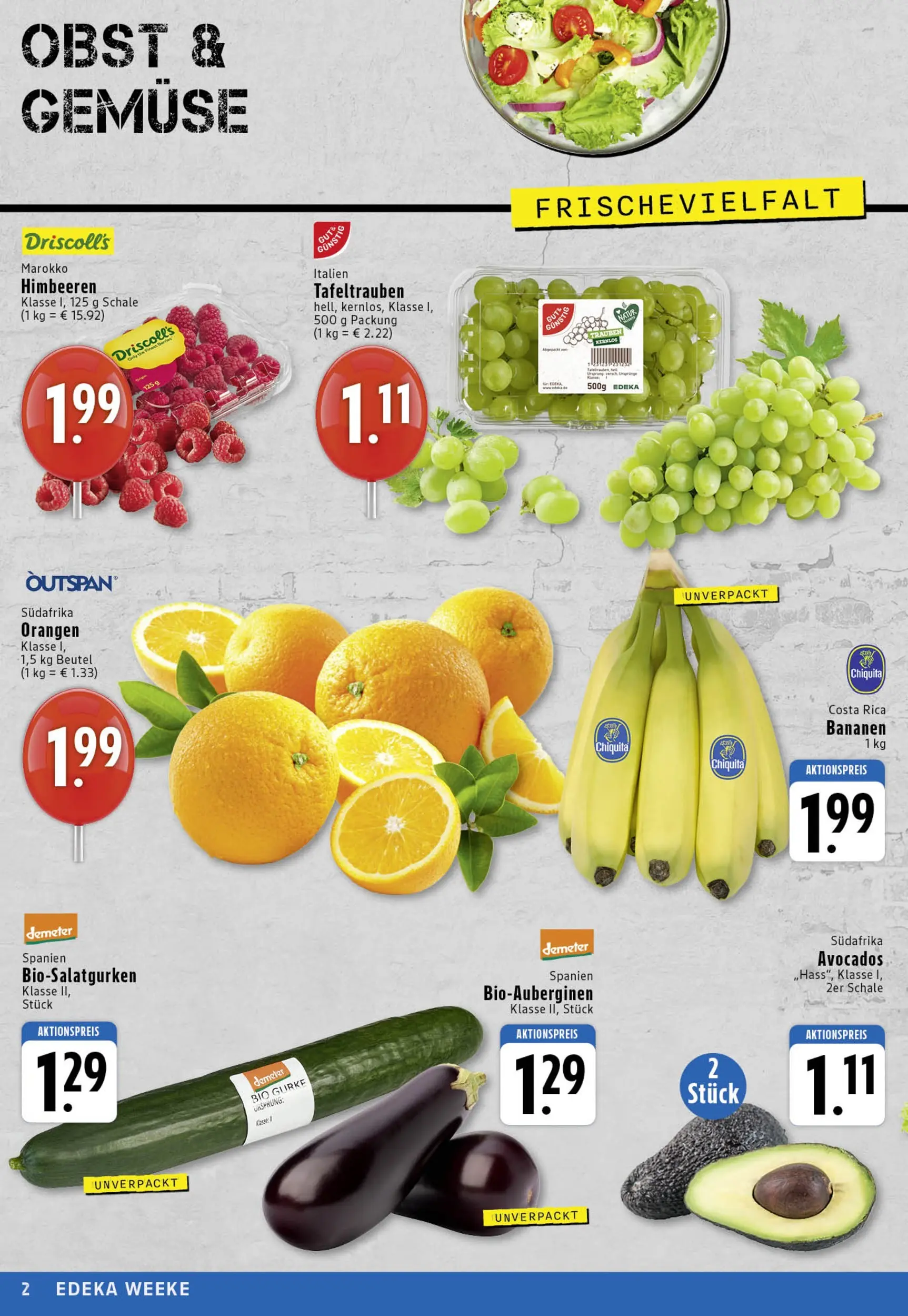 Edeka prospekt Köln	 (ab 13.10.2025) » Angebote Online | Seite: 2 | Produkte: Himbeeren, Trauben, Gemüse, Obst