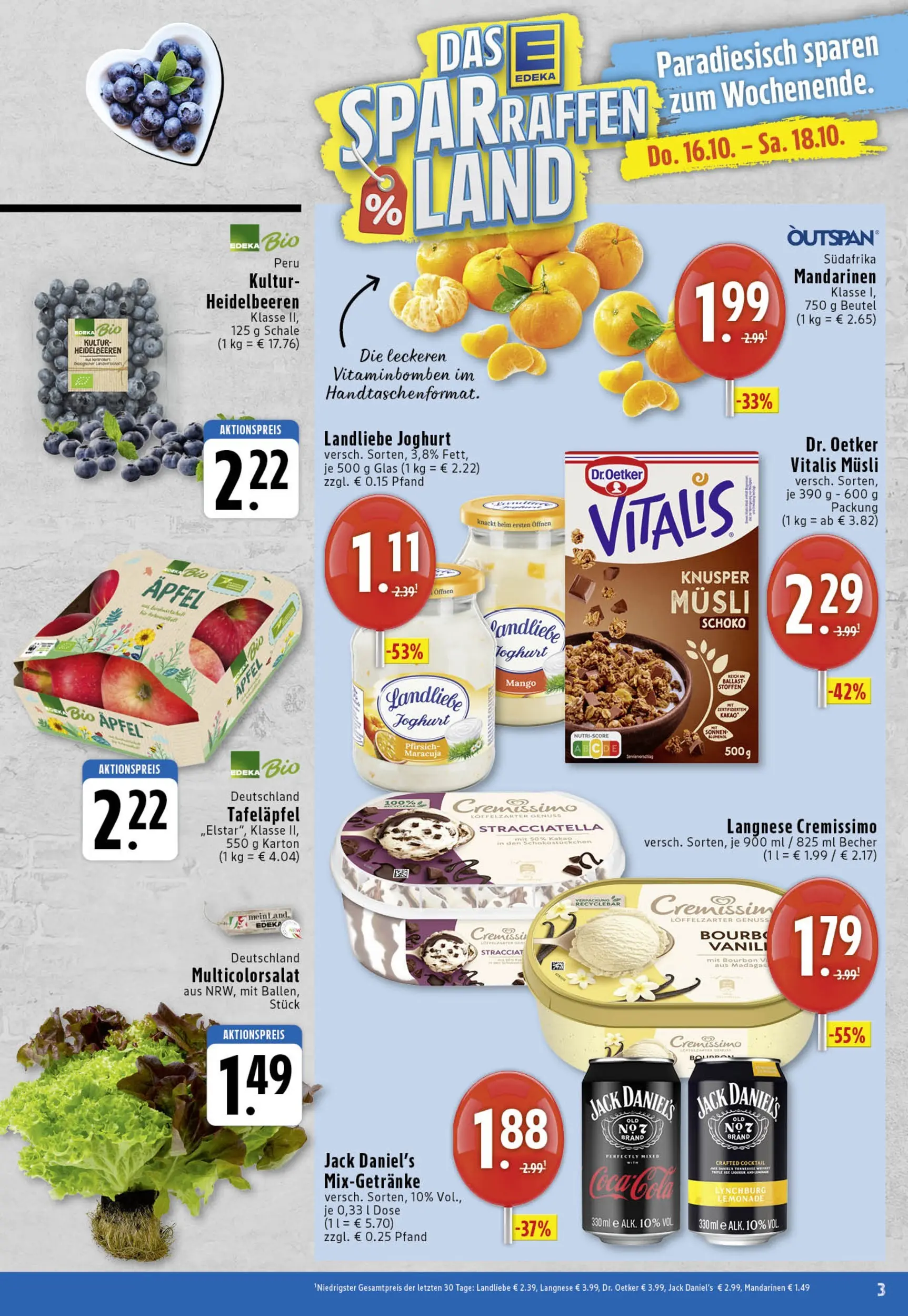 Edeka prospekt Köln	 (ab 13.10.2025) » Angebote Online | Seite: 3 | Produkte: Langnese cremissimo, Cremissimo, Jack Daniel's, Heidelbeeren