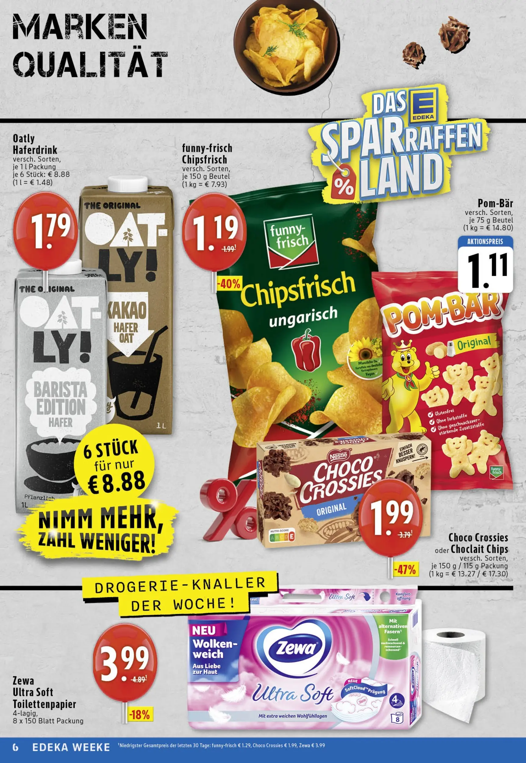 Edeka prospekt Köln	 (ab 13.10.2025) » Angebote Online | Seite: 6 | Produkte: Zewa, Haferdrink, Oatly, Chips