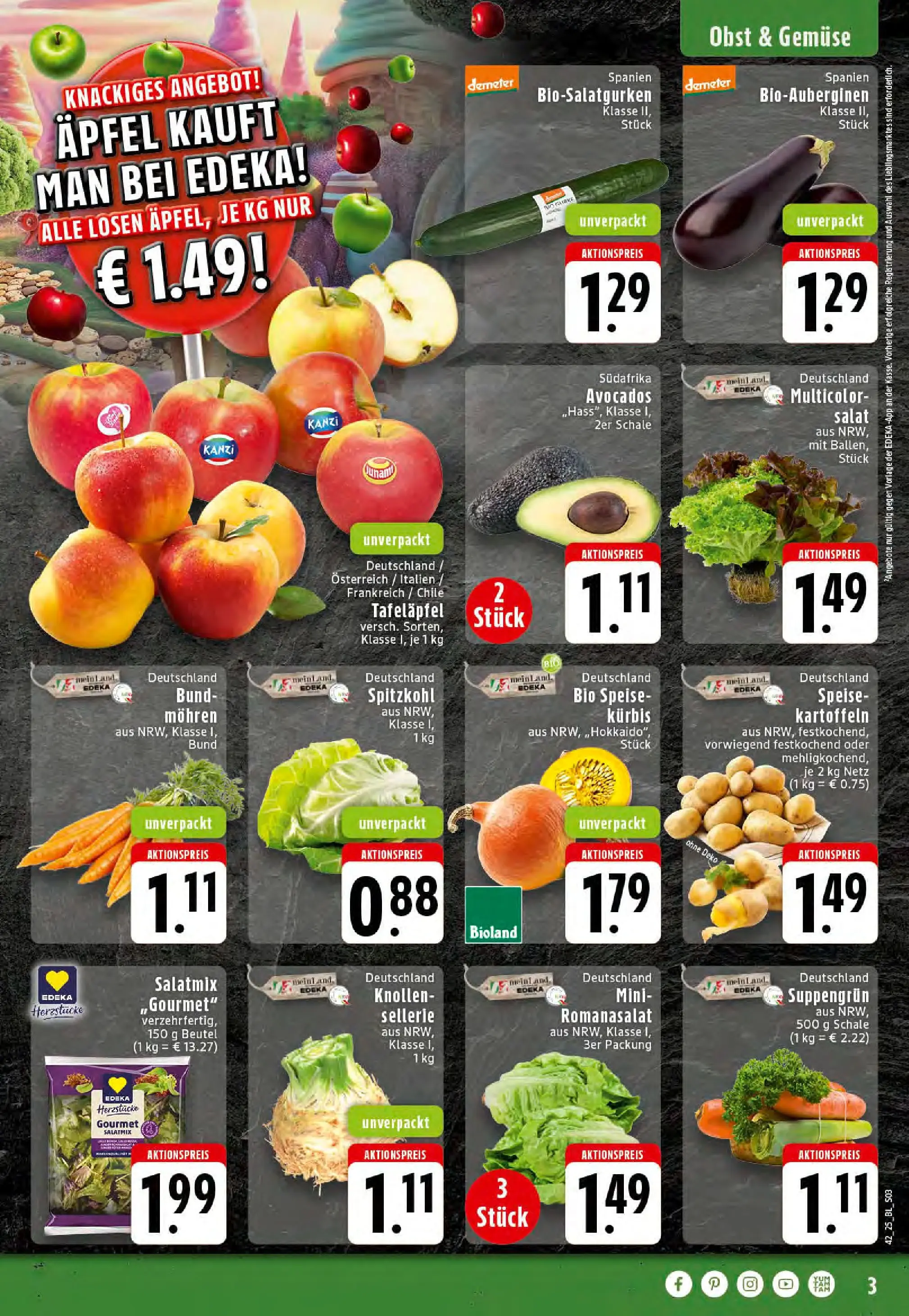 Edeka prospekt Stolberg	 (ab 13.10.2025) » Angebote Online | Seite: 3 | Produkte: Äpfel, Mohren, Kartoffeln, Salat