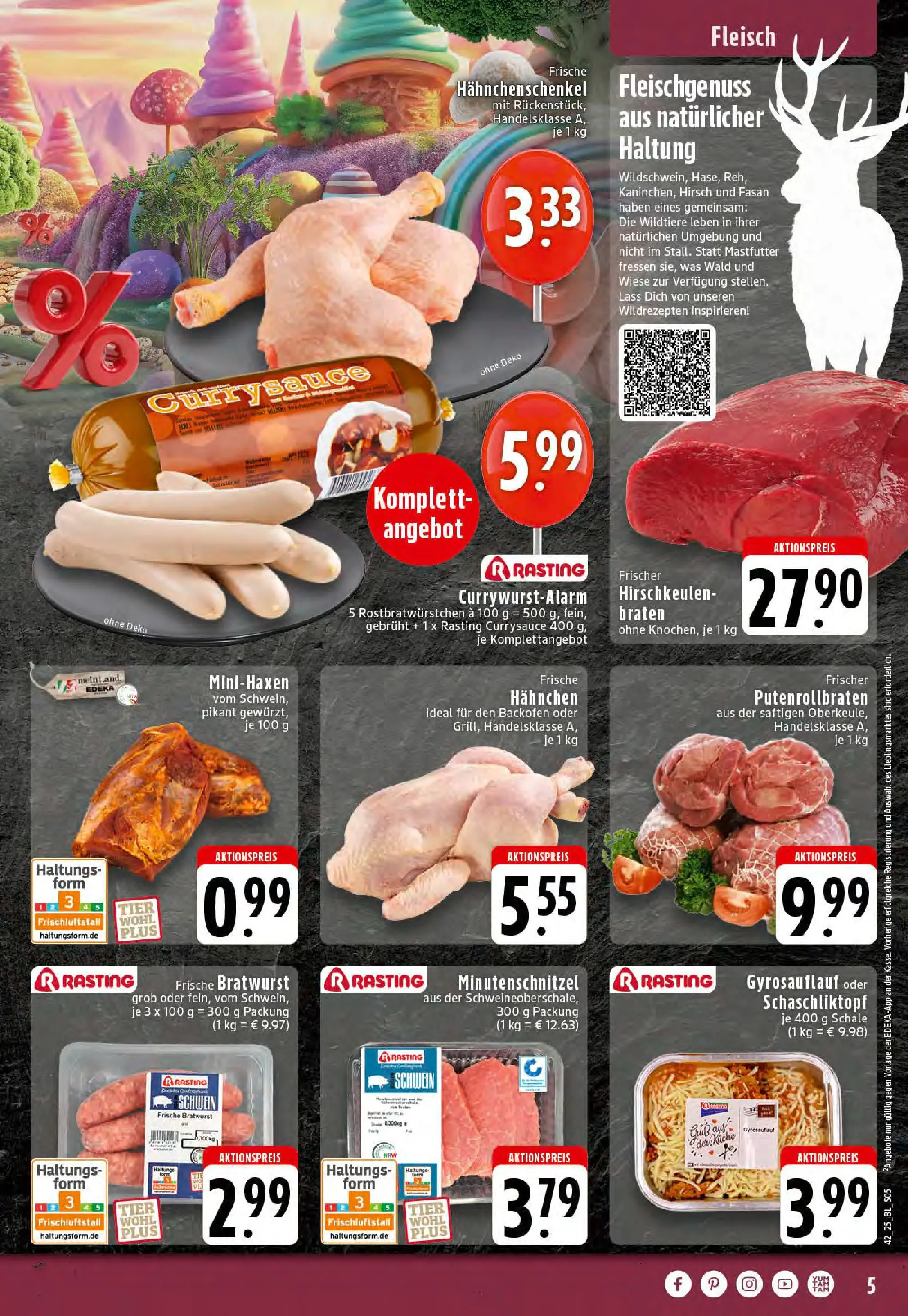 Edeka prospekt Stolberg	 (ab 13.10.2025) » Angebote Online | Seite: 5 | Produkte: Hahnchenschenkel, Bratwurst, Backofen, Fleisch