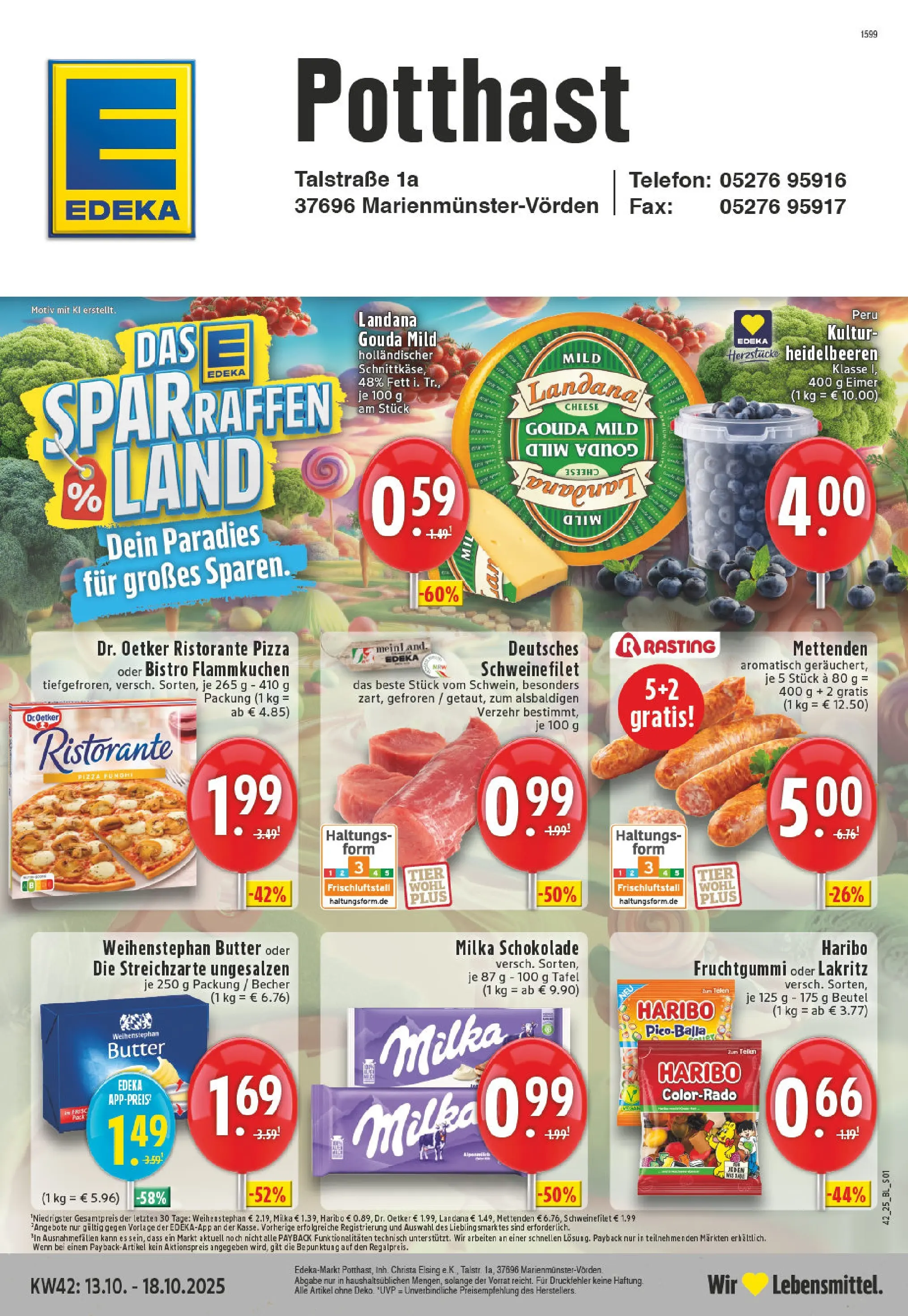 Edeka prospekt Marienmuenster-Voerden	 (ab 13.10.2025) » Angebote Online | Seite: 1 | Produkte: Haribo, Schokolade, Milka schokolade, Weihenstephan butter
