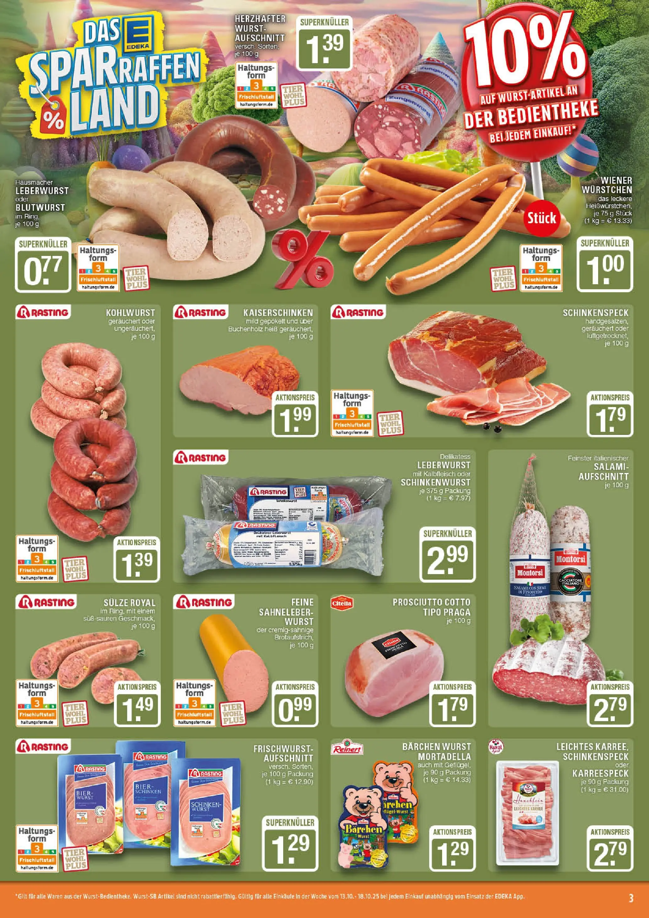 Edeka prospekt Marl	 (ab 13.10.2025) » Angebote Online | Seite: 3 | Produkte: Wiener wurstchen, Bier, Salami, Schinken