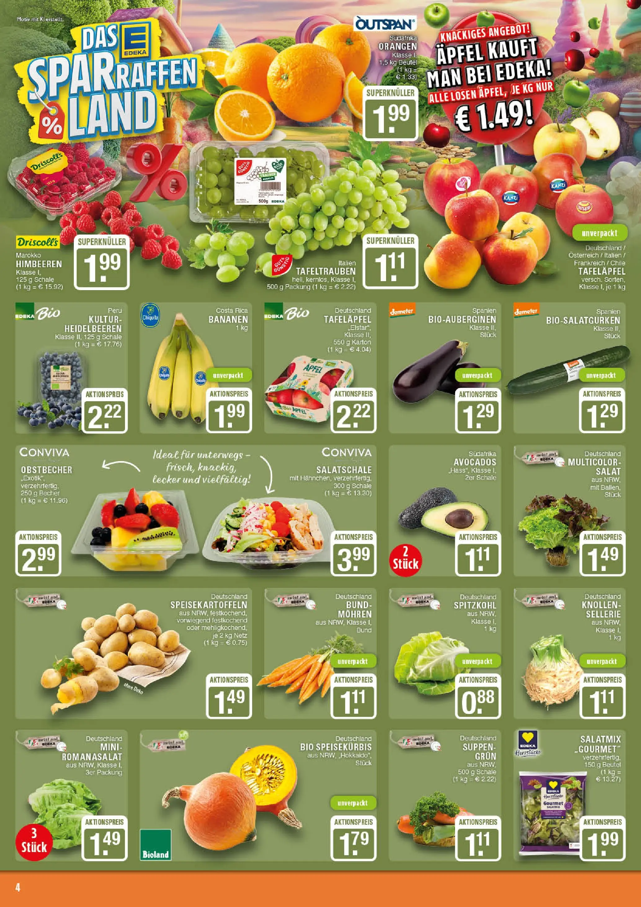 Edeka prospekt Marl	 (ab 13.10.2025) » Angebote Online | Seite: 4 | Produkte: Bananen, Orangen, Mohren, Heidelbeeren