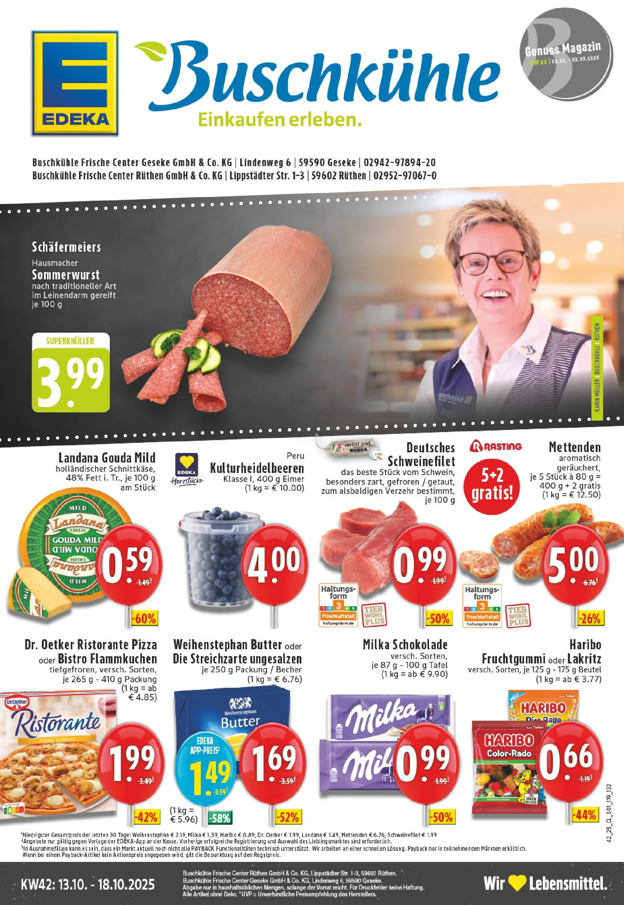 Edeka prospekt Geseke	 (ab 13.10.2025) » Angebote Online | Seite: 1 | Produkte: Butter, Milka schokolade, Weihenstephan butter, Schweinefilet