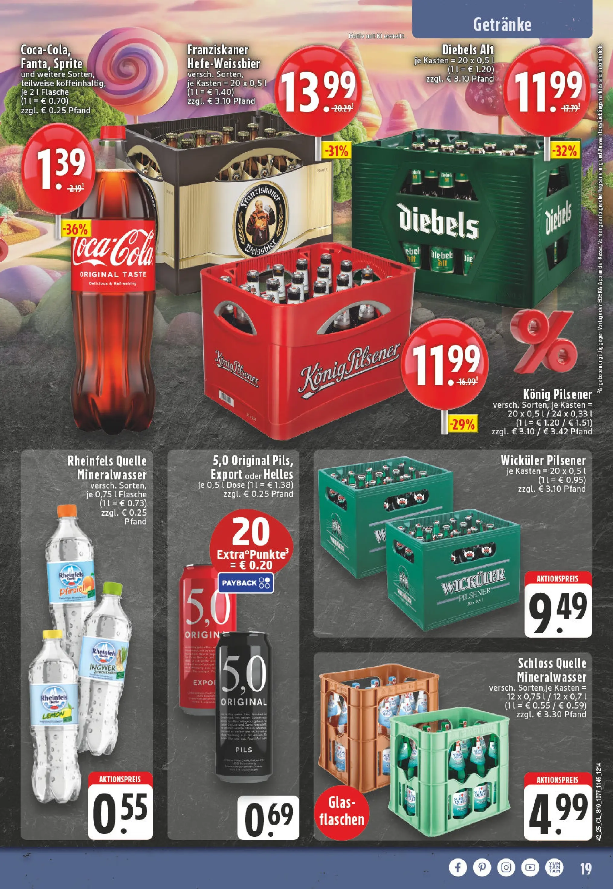 Edeka prospekt Herne	 (ab 13.10.2025) » Angebote Online | Seite: 19 | Produkte: Franziskaner, Coca cola, Pfirsich, Rheinfels quelle