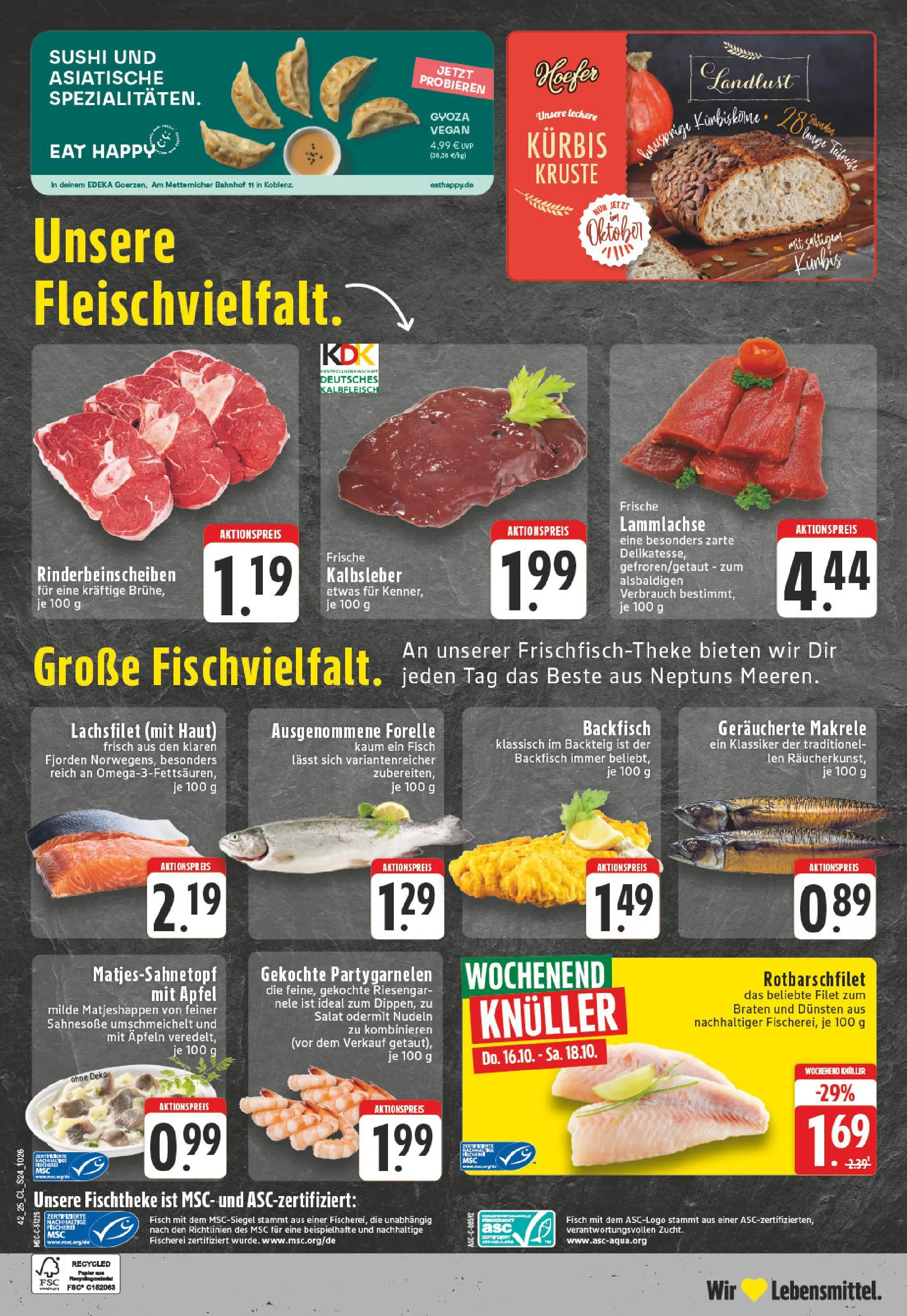 Edeka prospekt Koblenz	 (ab 13.10.2025) » Angebote Online | Seite: 24 | Produkte: Kalbsleber, Fisch, Nudeln, Salat