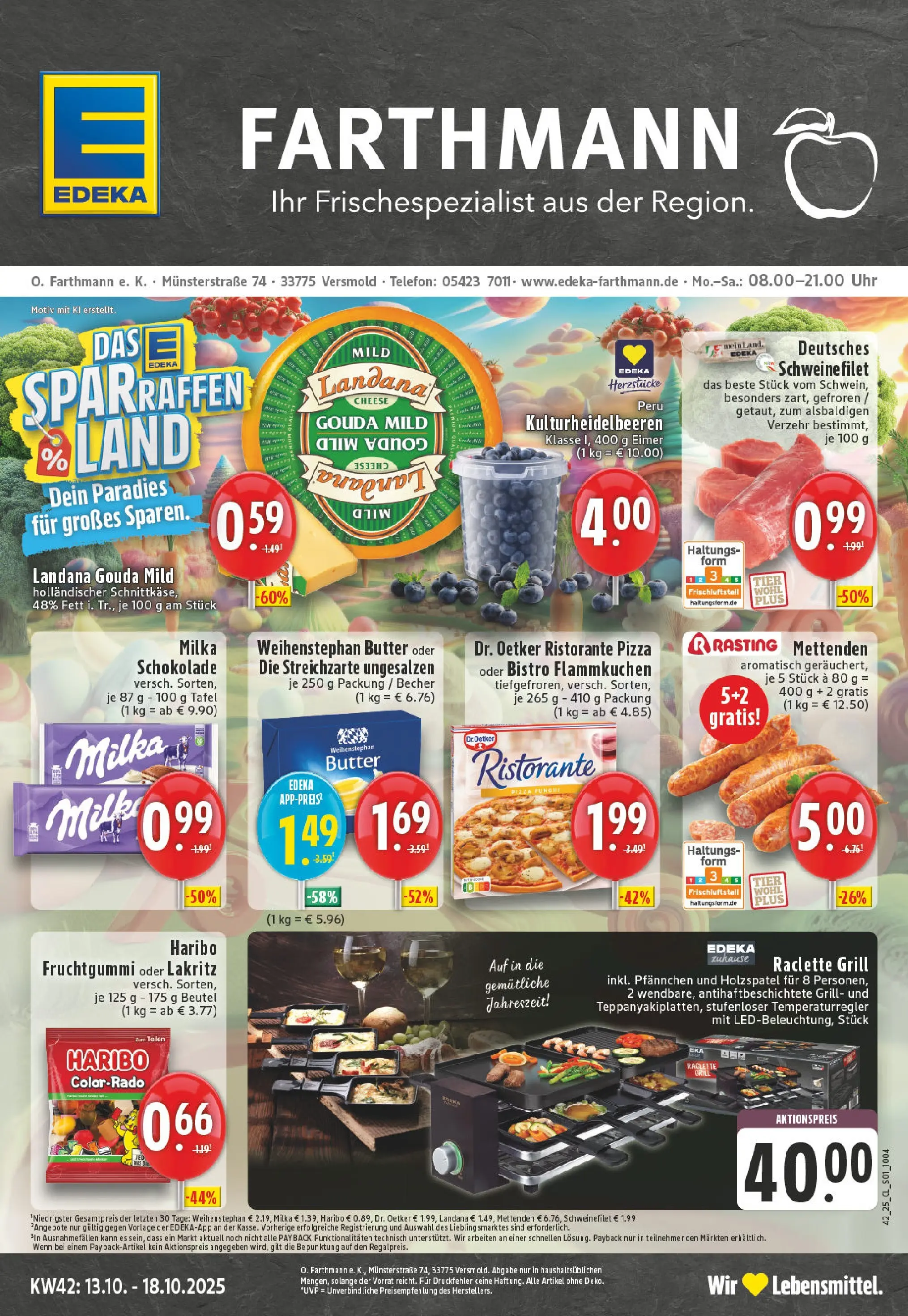 Edeka prospekt Versmold	 (ab 13.10.2025) » Angebote Online | Seite: 1 | Produkte: Haribo, Milka, Schweinefilet, Pizza