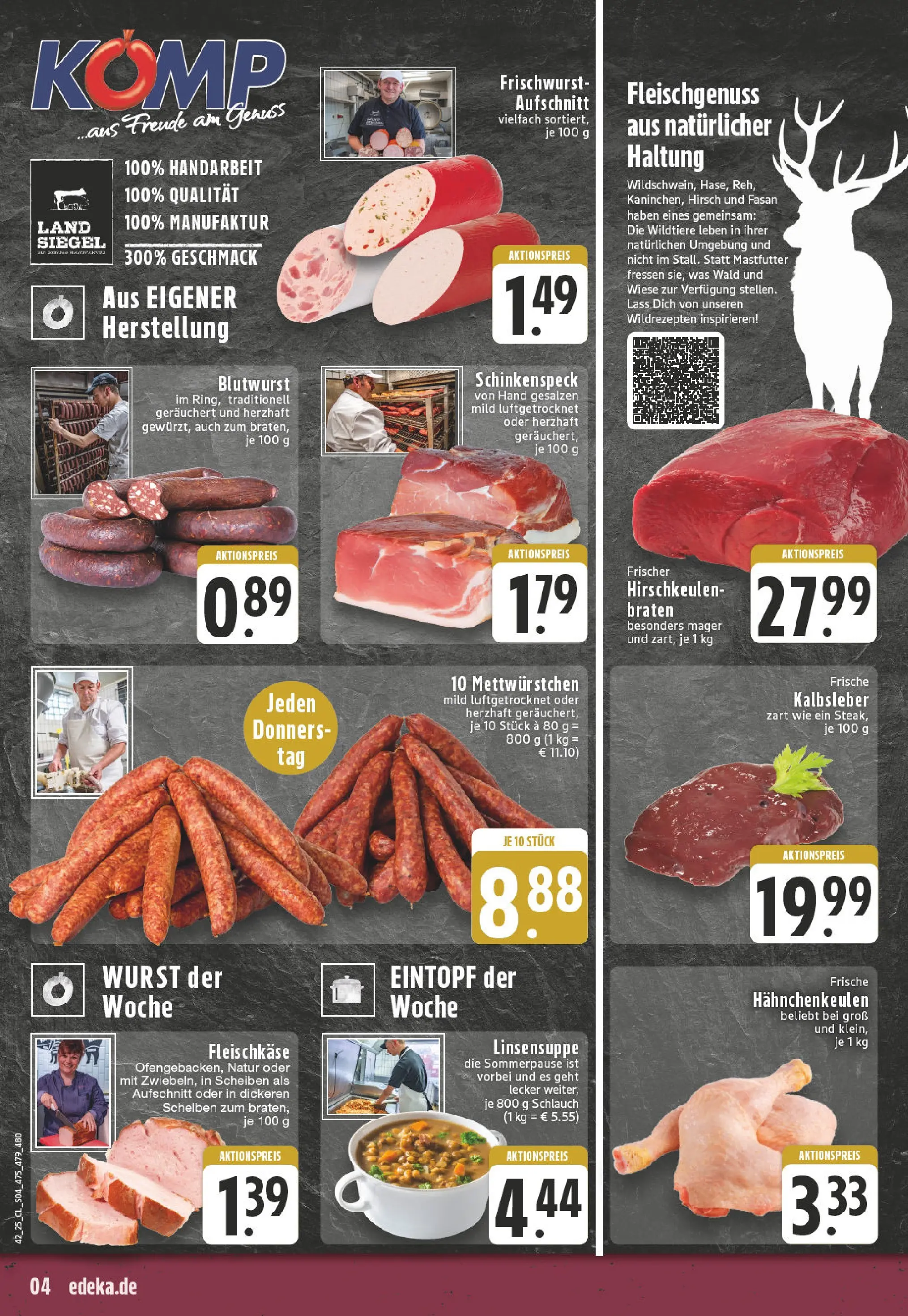 Edeka prospekt Hamminkeln -Mehrhoog	 (ab 13.10.2025) » Angebote Online | Seite: 4 | Produkte: Kalbsleber, Wurst