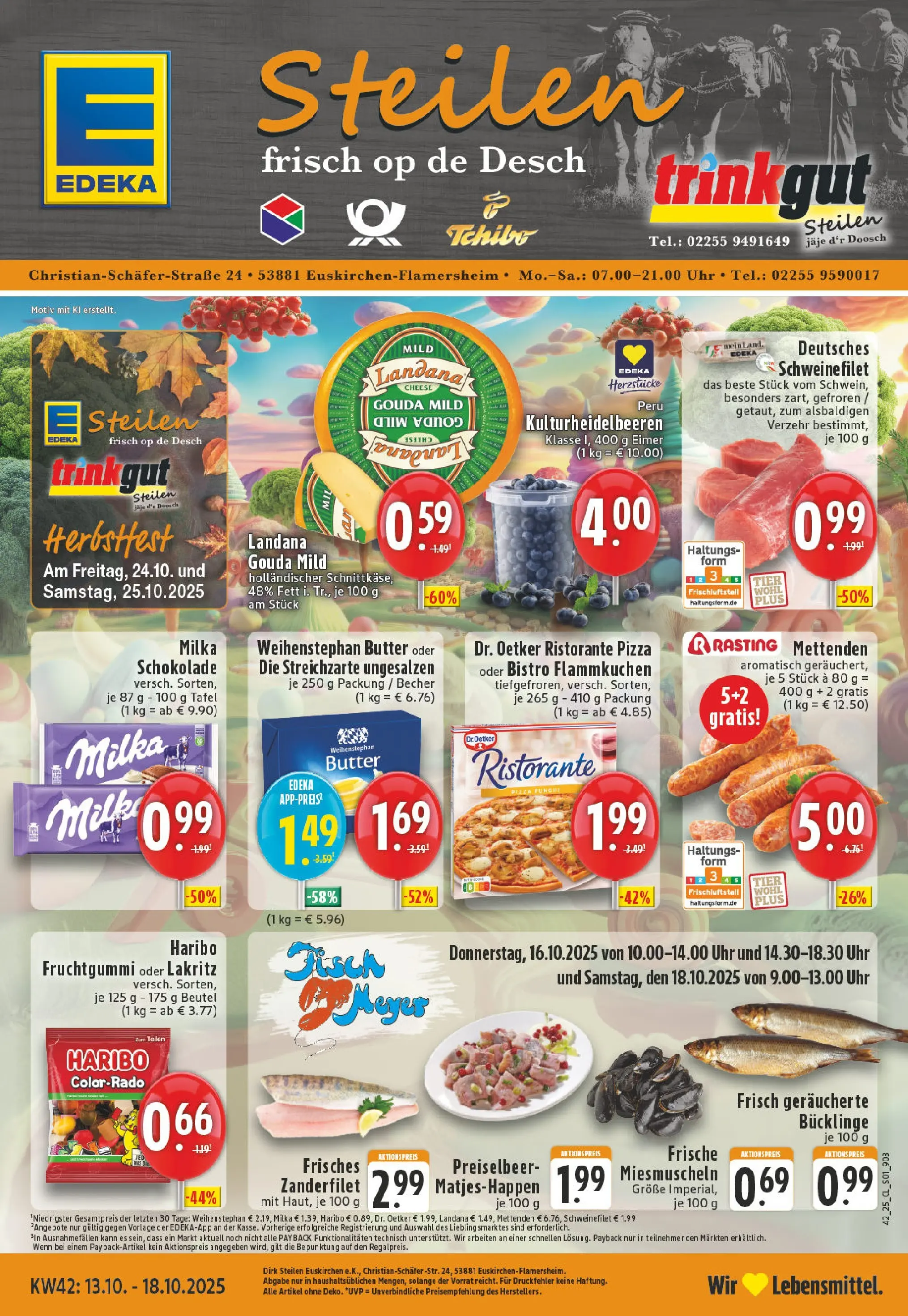 Edeka prospekt Euskirchen	 (ab 13.10.2025) » Angebote Online | Seite: 1 | Produkte: Schokolade, Milka schokolade, Schweinefilet, Uhr