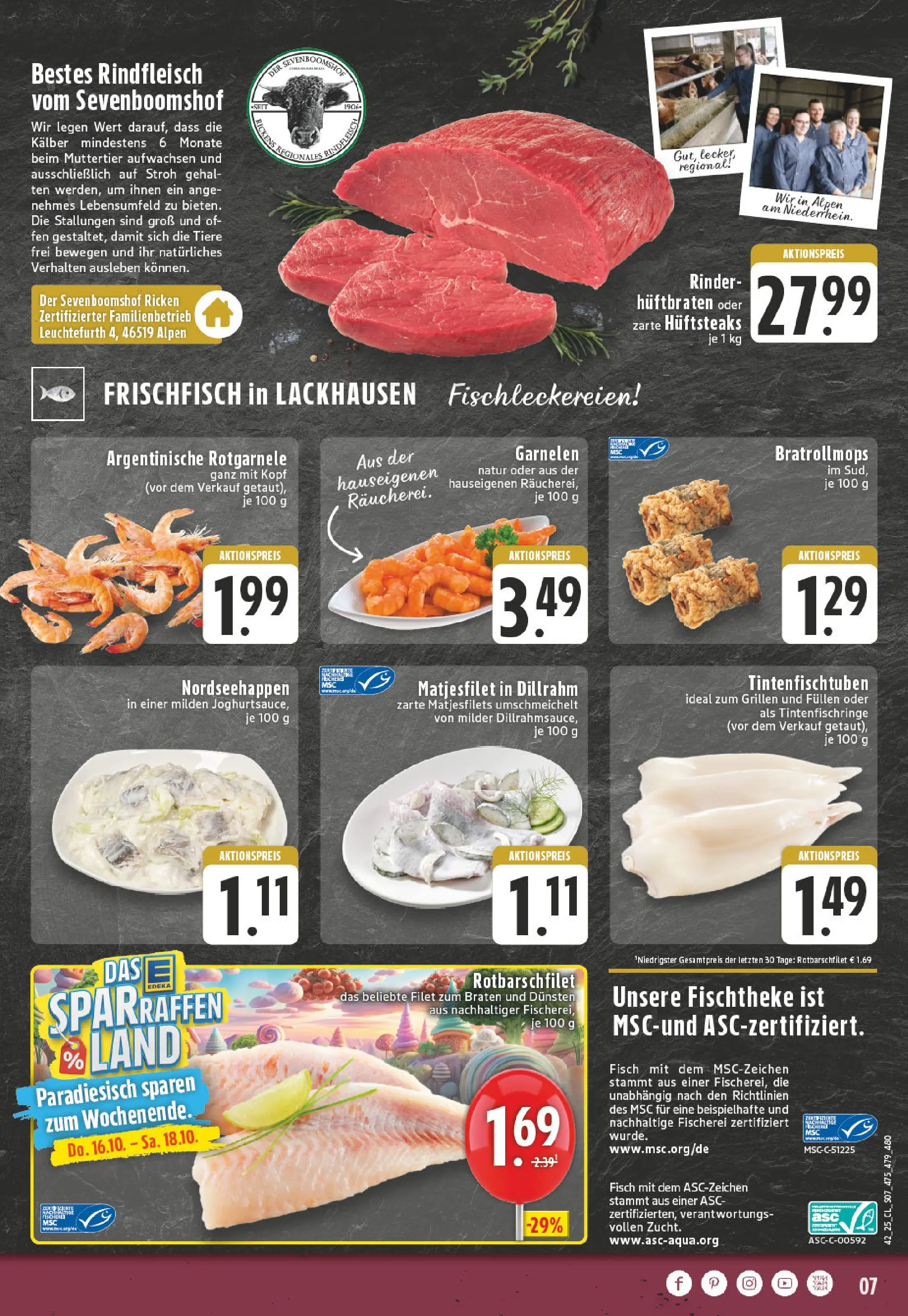 Edeka prospekt Hamminkeln -Mehrhoog	 (ab 13.10.2025) » Angebote Online | Seite: 7 | Produkte: Garnelen, Fisch, Rindfleisch