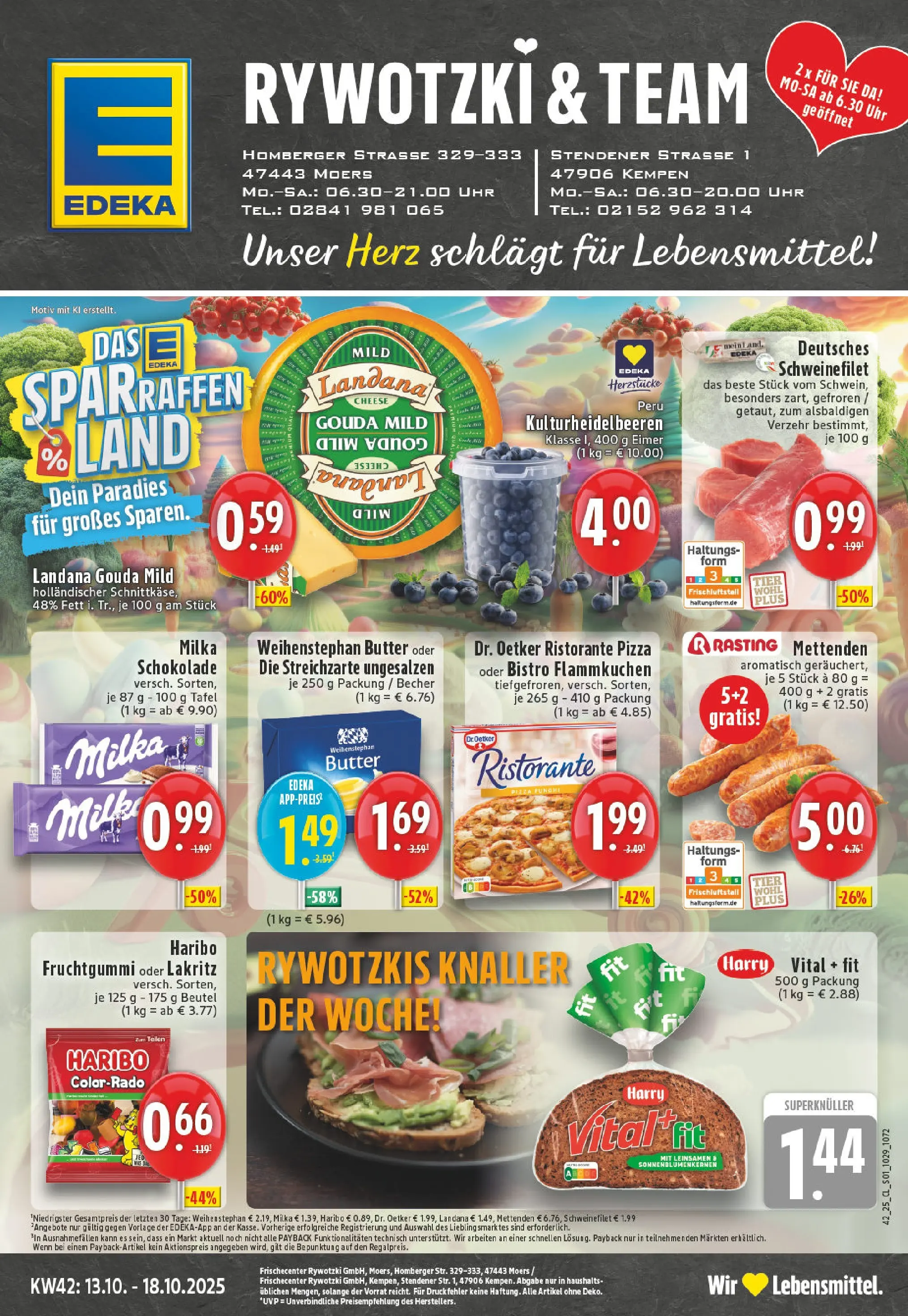 Edeka prospekt Moers	 (ab 13.10.2025) » Angebote Online | Seite: 1 | Produkte: Ristorante, Haribo, Gouda, Milka