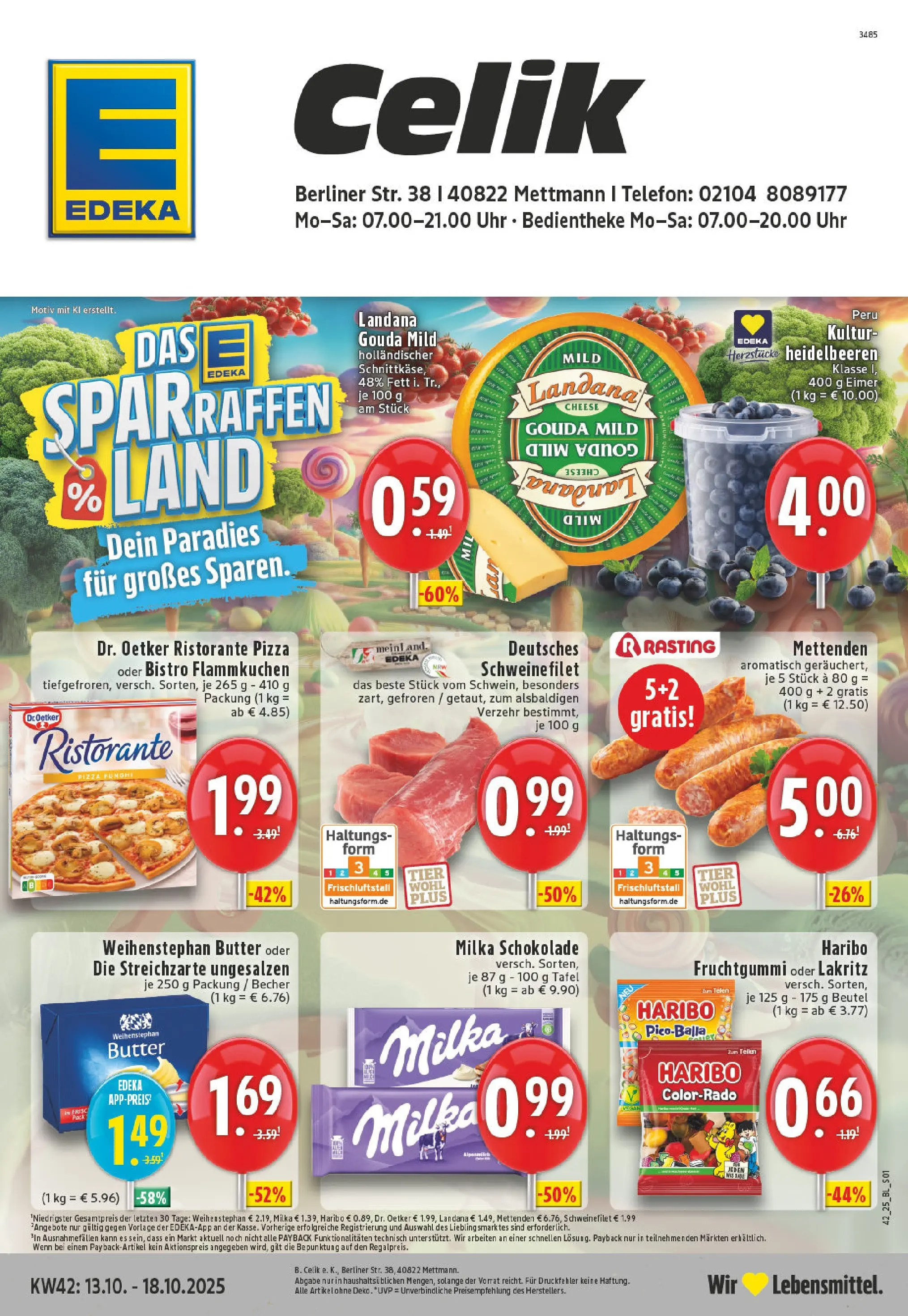 Edeka prospekt Mettmann	 (ab 13.10.2025) » Angebote Online | Seite: 1 | Produkte: Schokolade, Heidelbeeren, Pizza, Uhr
