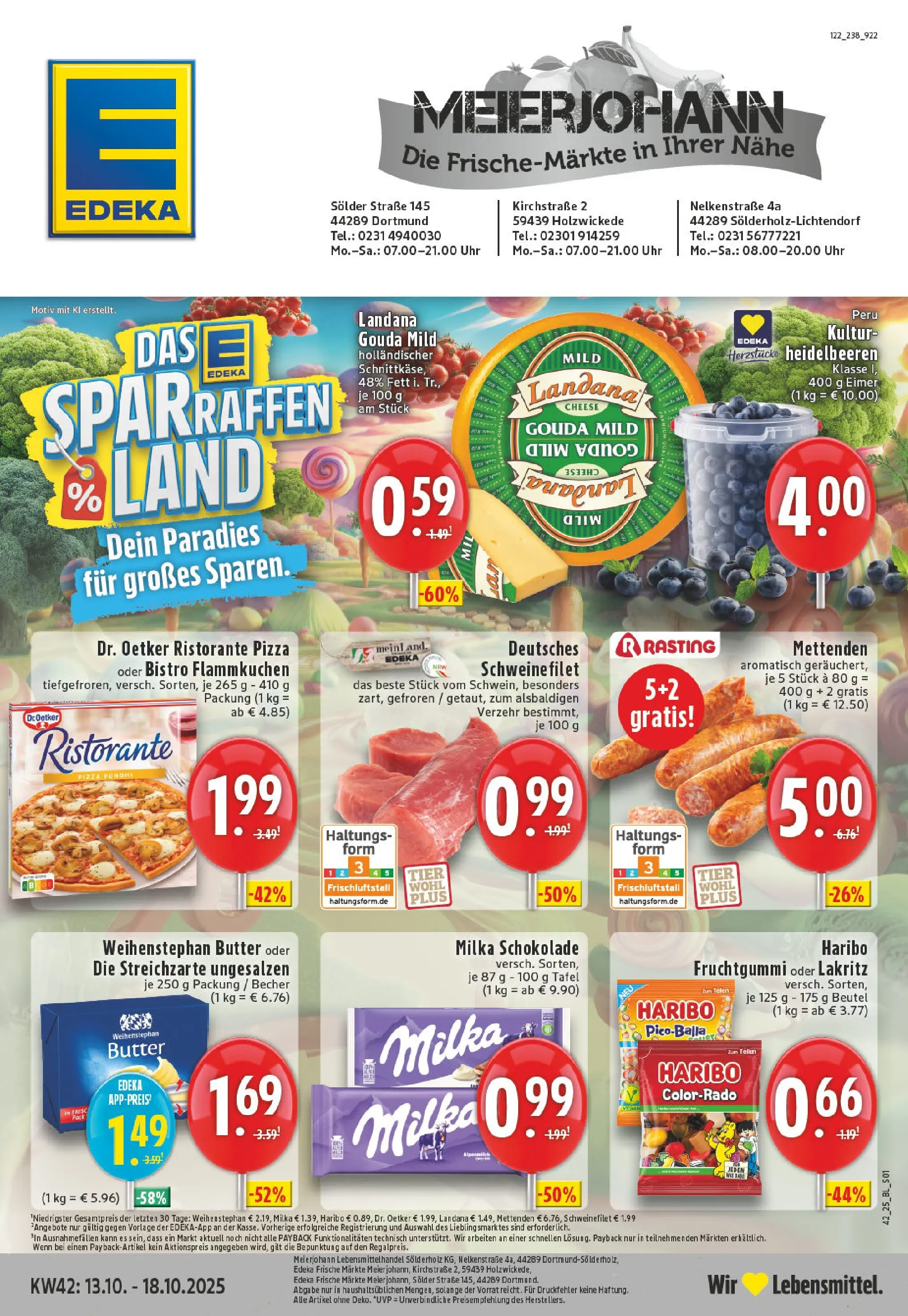 Edeka prospekt Dortmund-Sölde	 (ab 13.10.2025) » Angebote Online | Seite: 1 | Produkte: Schokolade, Milka schokolade, Weihenstephan butter, Pizza