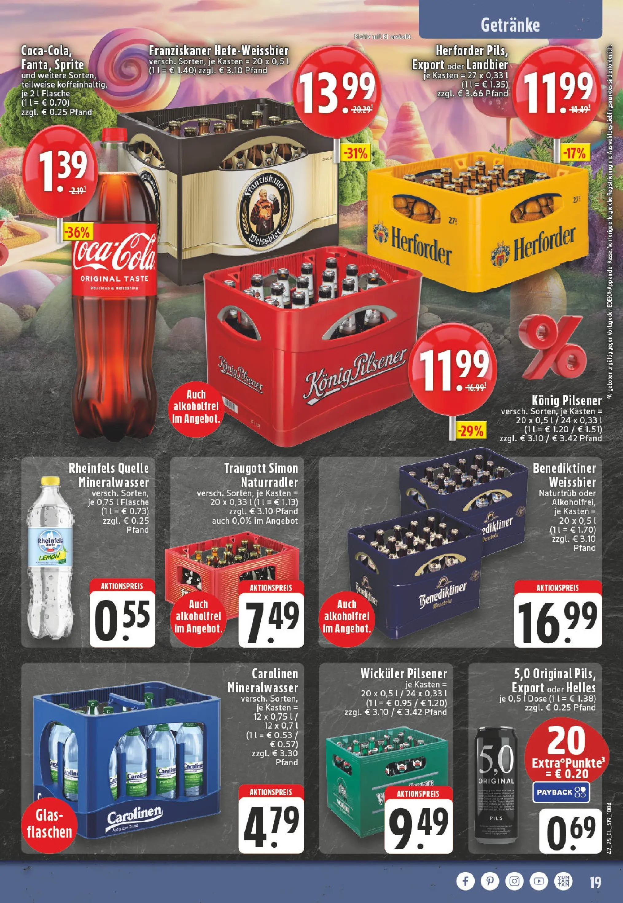 Edeka prospekt Versmold	 (ab 13.10.2025) » Angebote Online | Seite: 19 | Produkte: Franziskaner, Konig pilsener, Sprite, Mineralwasser