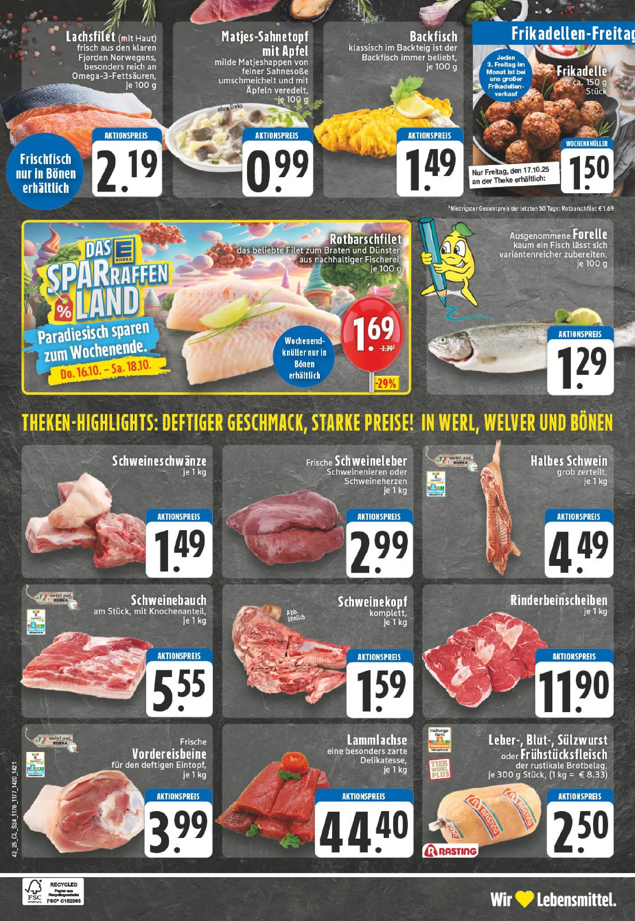 Edeka prospekt Bönen	 (ab 13.10.2025) » Angebote Online | Seite: 24 | Produkte: Theke, Schweinebauch, Äpfel, Fisch