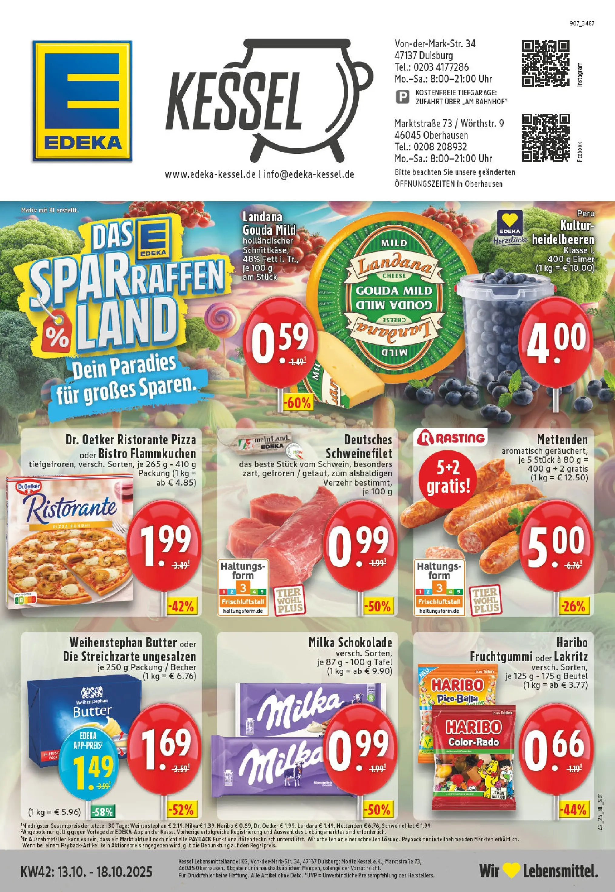 Edeka prospekt Oberhausen	 (ab 13.10.2025) » Angebote Online | Seite: 1 | Produkte: Haribo, Schokolade, Milka schokolade, Uhr