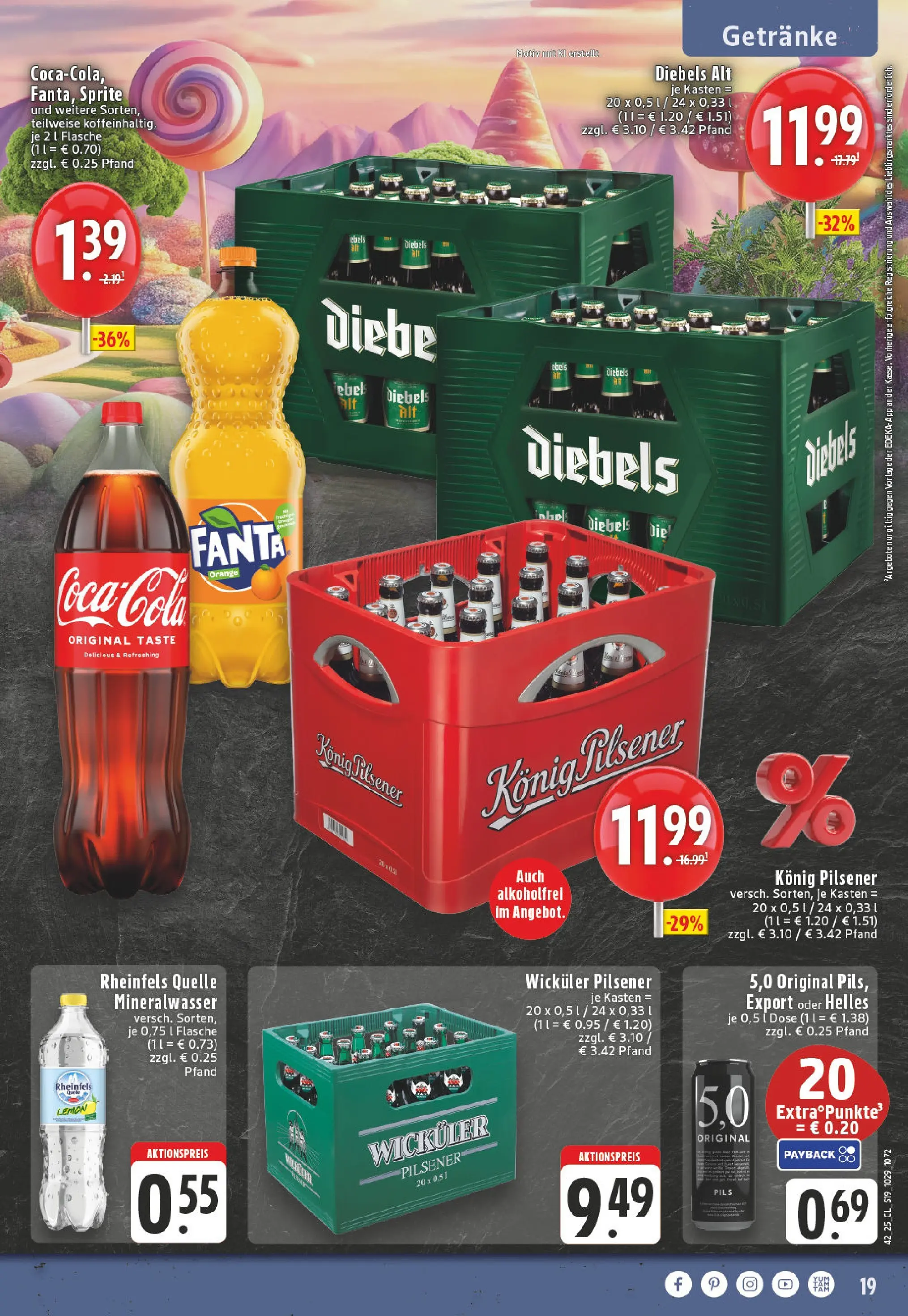 Edeka prospekt Moers	 (ab 13.10.2025) » Angebote Online | Seite: 19 | Produkte: Fanta, Sprite, Mineralwasser, Diebels
