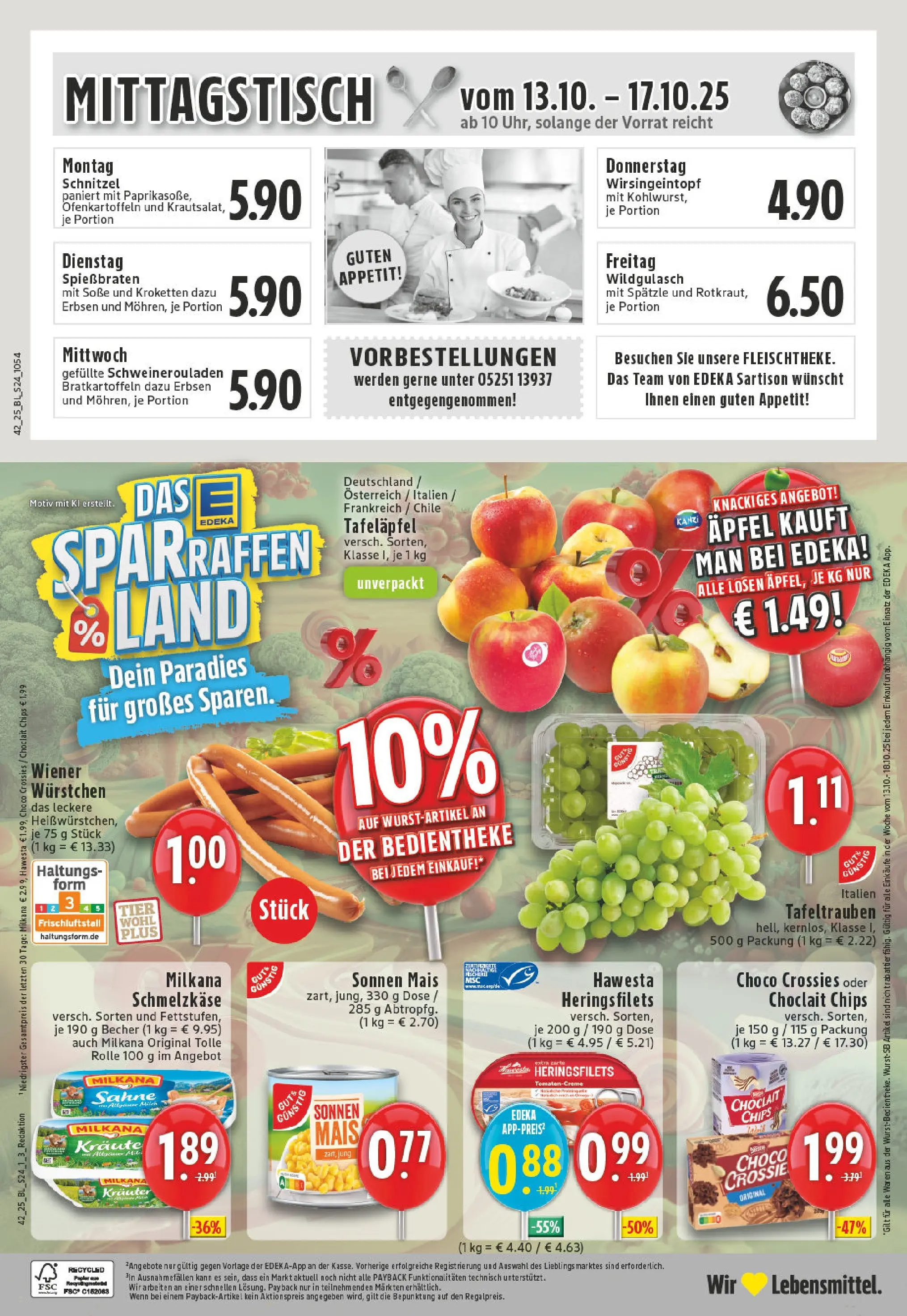 Edeka prospekt Borchen	 (ab 13.10.2025) » Angebote Online | Seite: 24 | Produkte: Milkana, Schnitzel, Apple, Chips