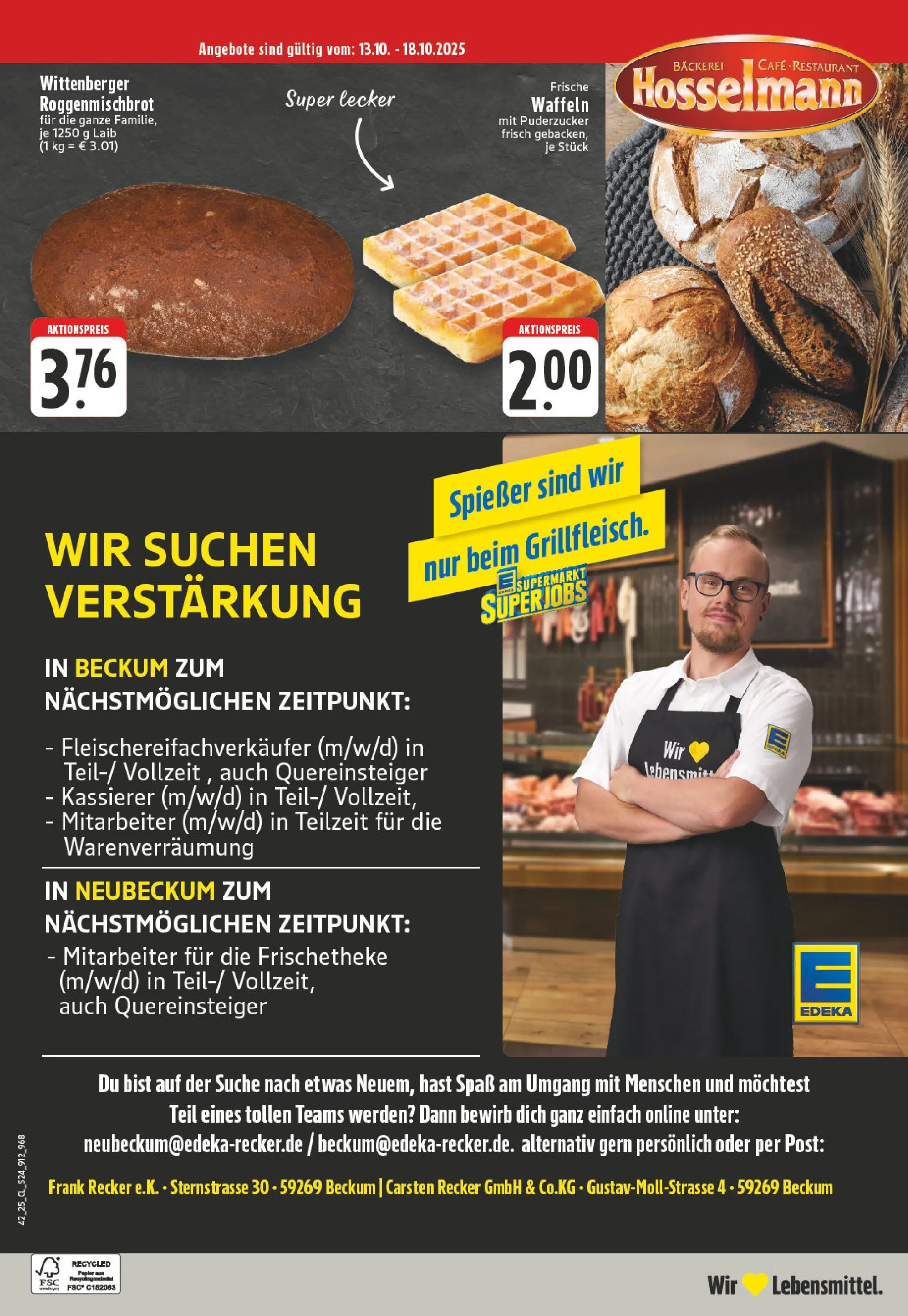 Edeka prospekt Beckum	 (ab 13.10.2025) » Angebote Online | Seite: 24 | Produkte: Bäckerei, Waffeln