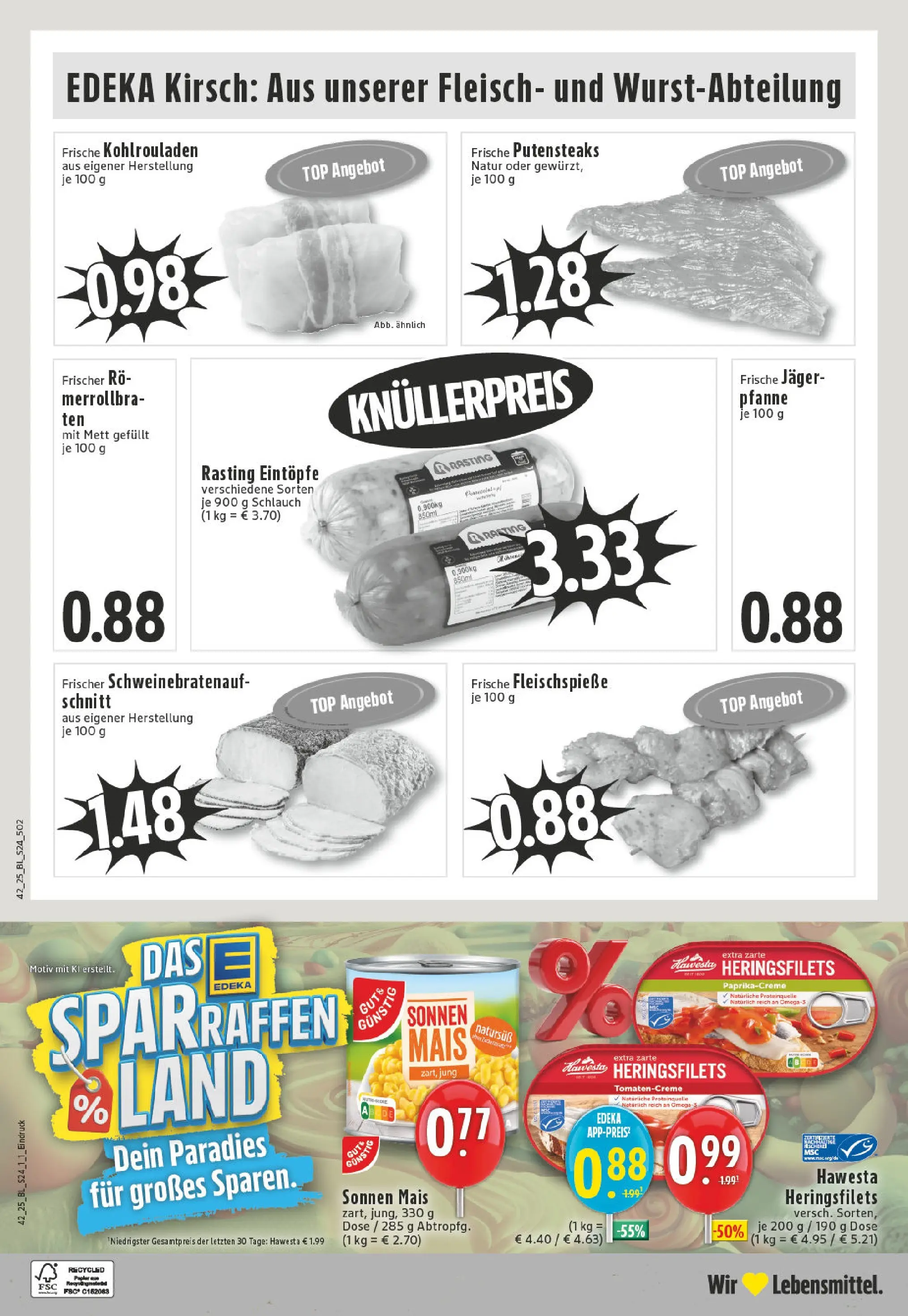 Edeka prospekt Hünxe-Drevenack	 (ab 13.10.2025) » Angebote Online | Seite: 24 | Produkte: Top, Fleisch