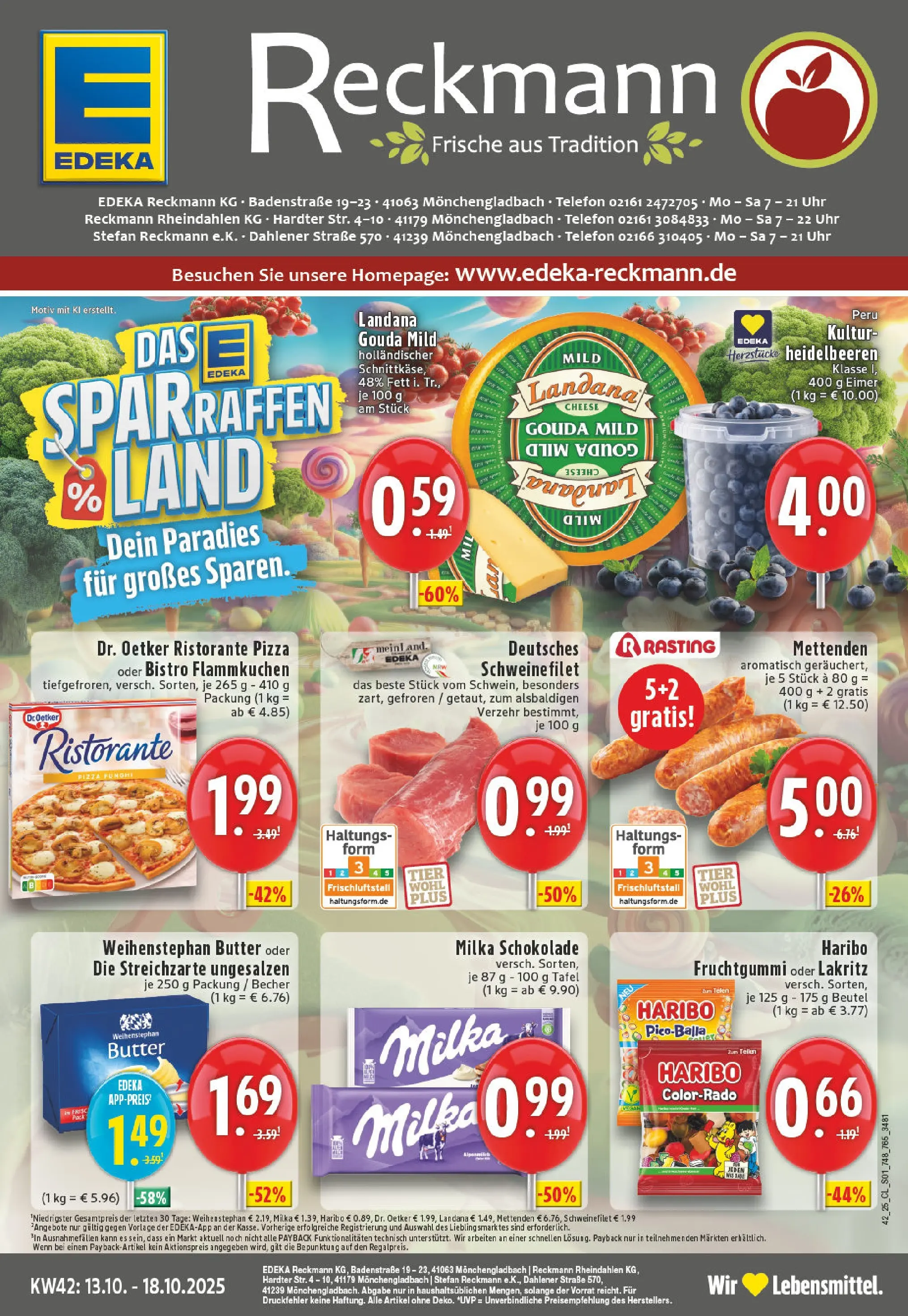 Edeka prospekt Mönchengladbach	 (ab 13.10.2025) » Angebote Online | Seite: 1 | Produkte: Ristorante, Schokolade, Gouda, Heidelbeeren