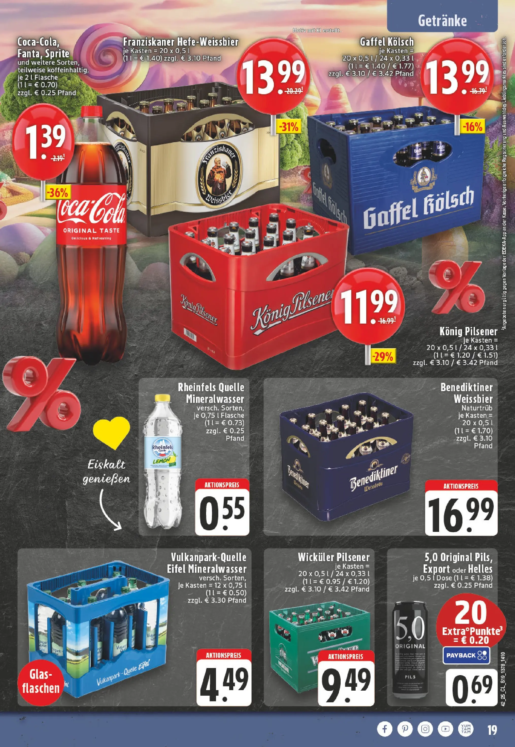 Edeka prospekt Ransbach-Baumbach	 (ab 13.10.2025) » Angebote Online | Seite: 19 | Produkte: Franziskaner, Coca cola, Pils, Mineralwasser