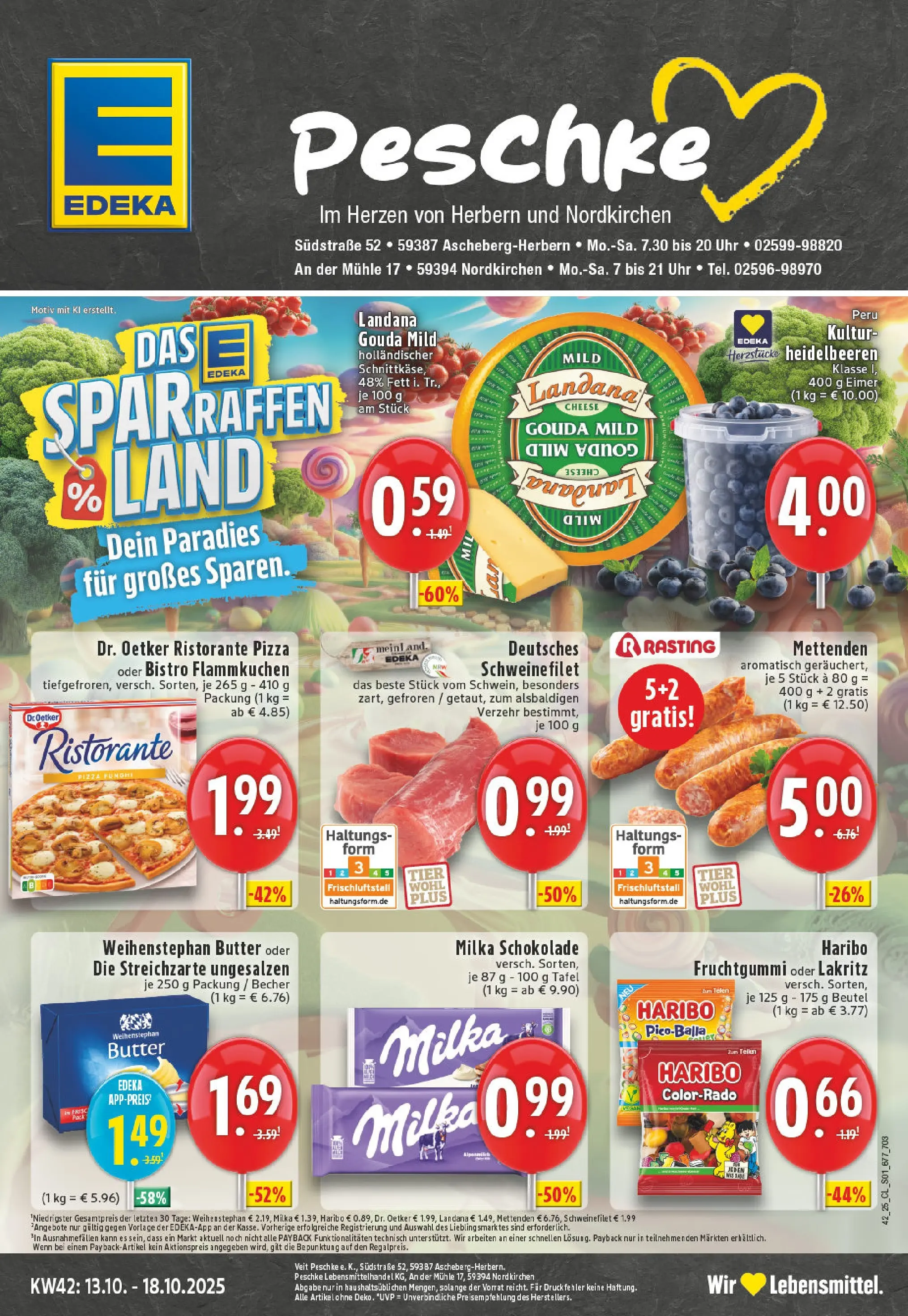 Edeka prospekt Ascheberg-Herbern	 (ab 13.10.2025) » Angebote Online | Seite: 1 | Produkte: Ristorante, Schokolade, Weihenstephan butter, Schweinefilet