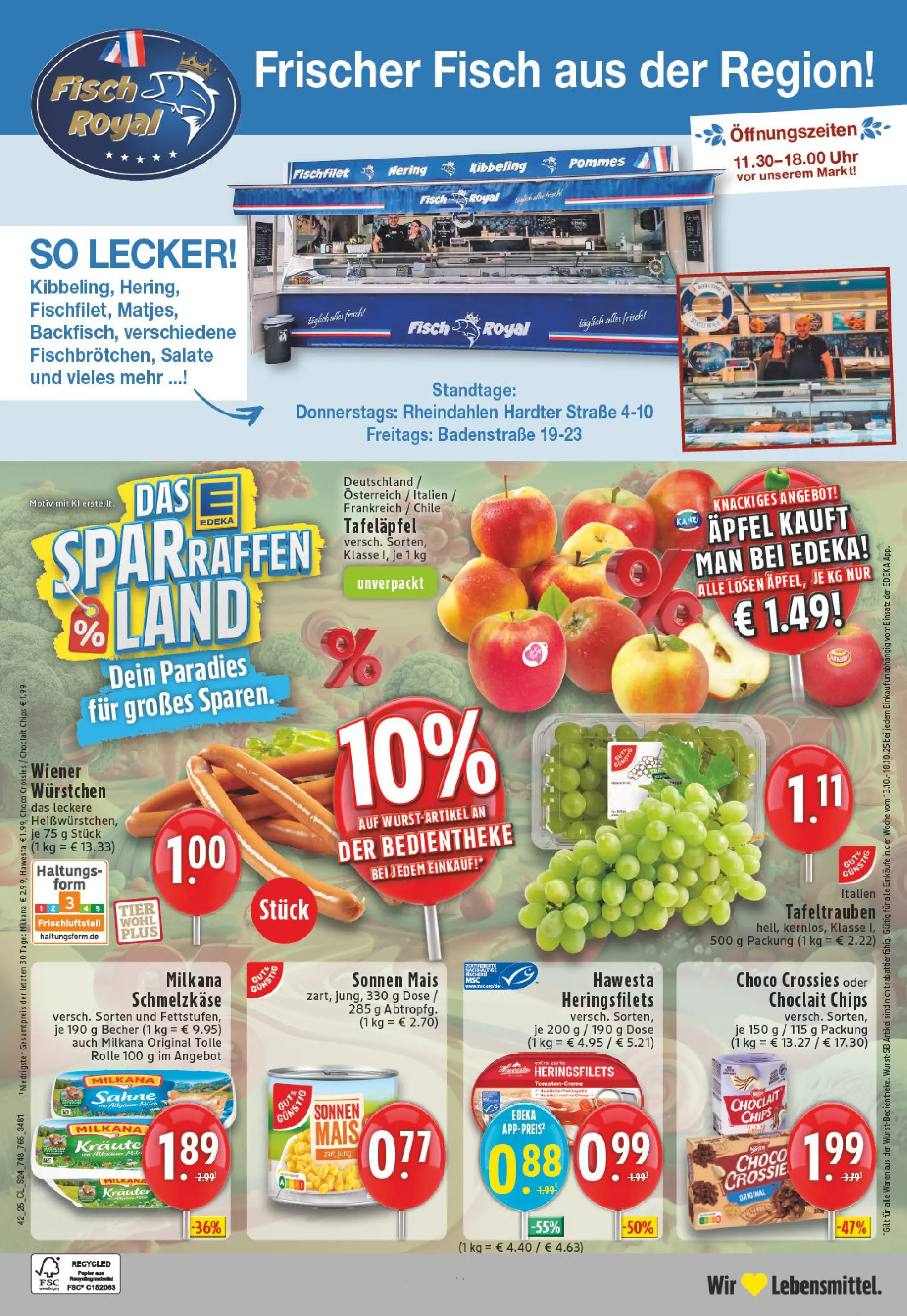 Edeka prospekt Mönchengladbach	 (ab 13.10.2025) » Angebote Online | Seite: 24 | Produkte: Wiener wurstchen, Apple, Fisch, Chips