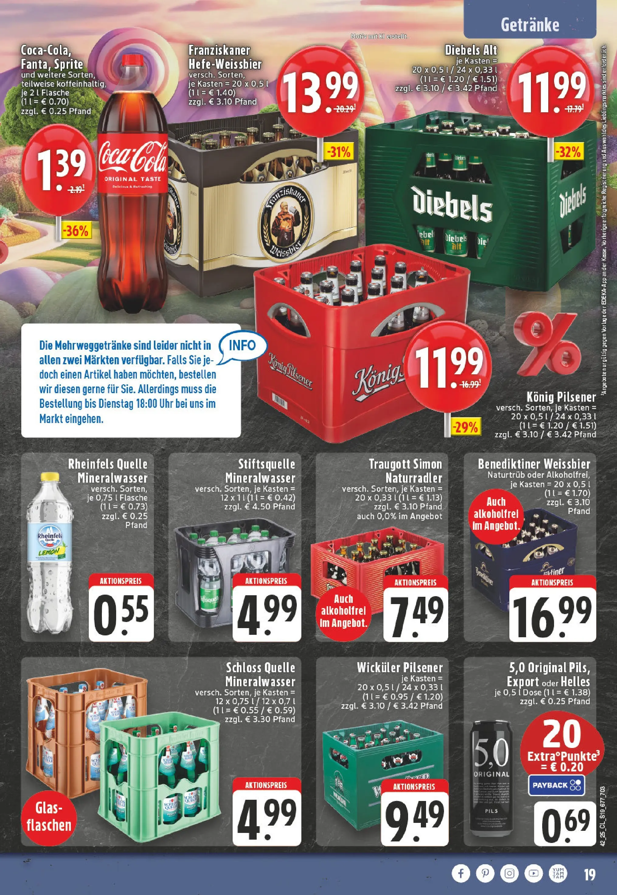 Edeka prospekt Ascheberg-Herbern	 (ab 13.10.2025) » Angebote Online | Seite: 19 | Produkte: Franziskaner, Konig pilsener, Mineralwasser, Diebels