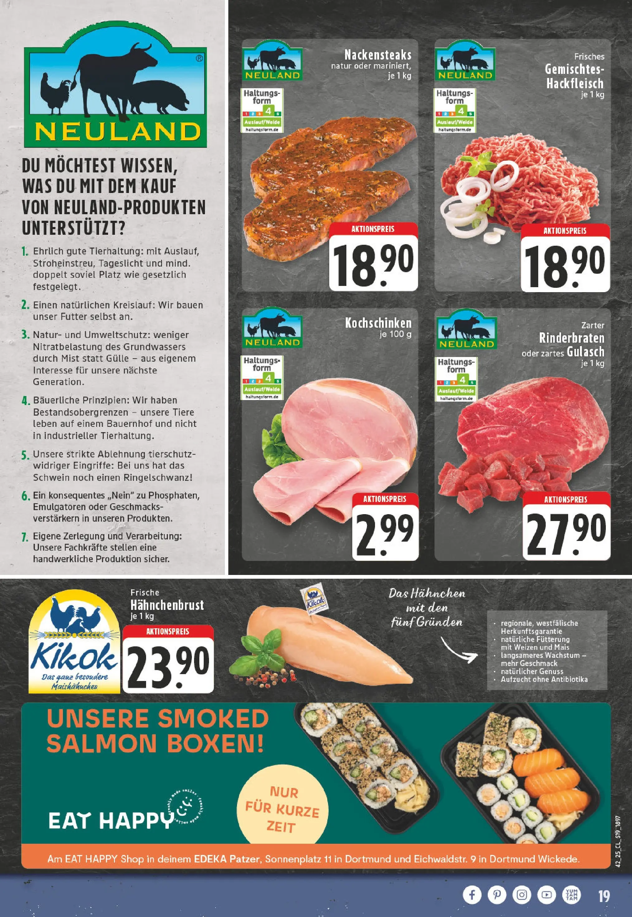 Edeka prospekt Dortmund - Wickede	 (ab 13.10.2025) » Angebote Online | Seite: 19 | Produkte: Rinderbraten, Gulasch, Hackfleisch, Hahnchenbrust