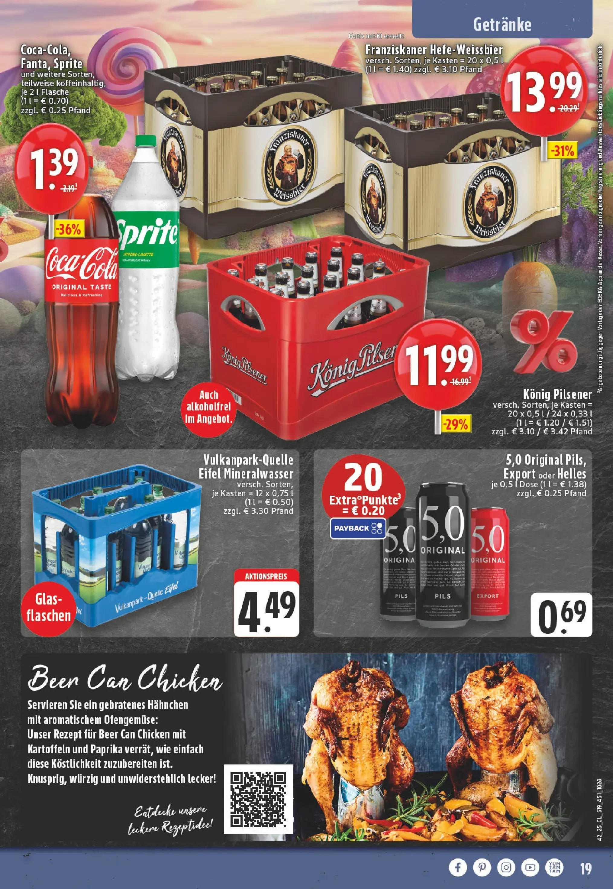 Edeka prospekt Neuwied	 (ab 13.10.2025) » Angebote Online | Seite: 19 | Produkte: Hahnchen, Konig pilsener, Sprite, Mineralwasser