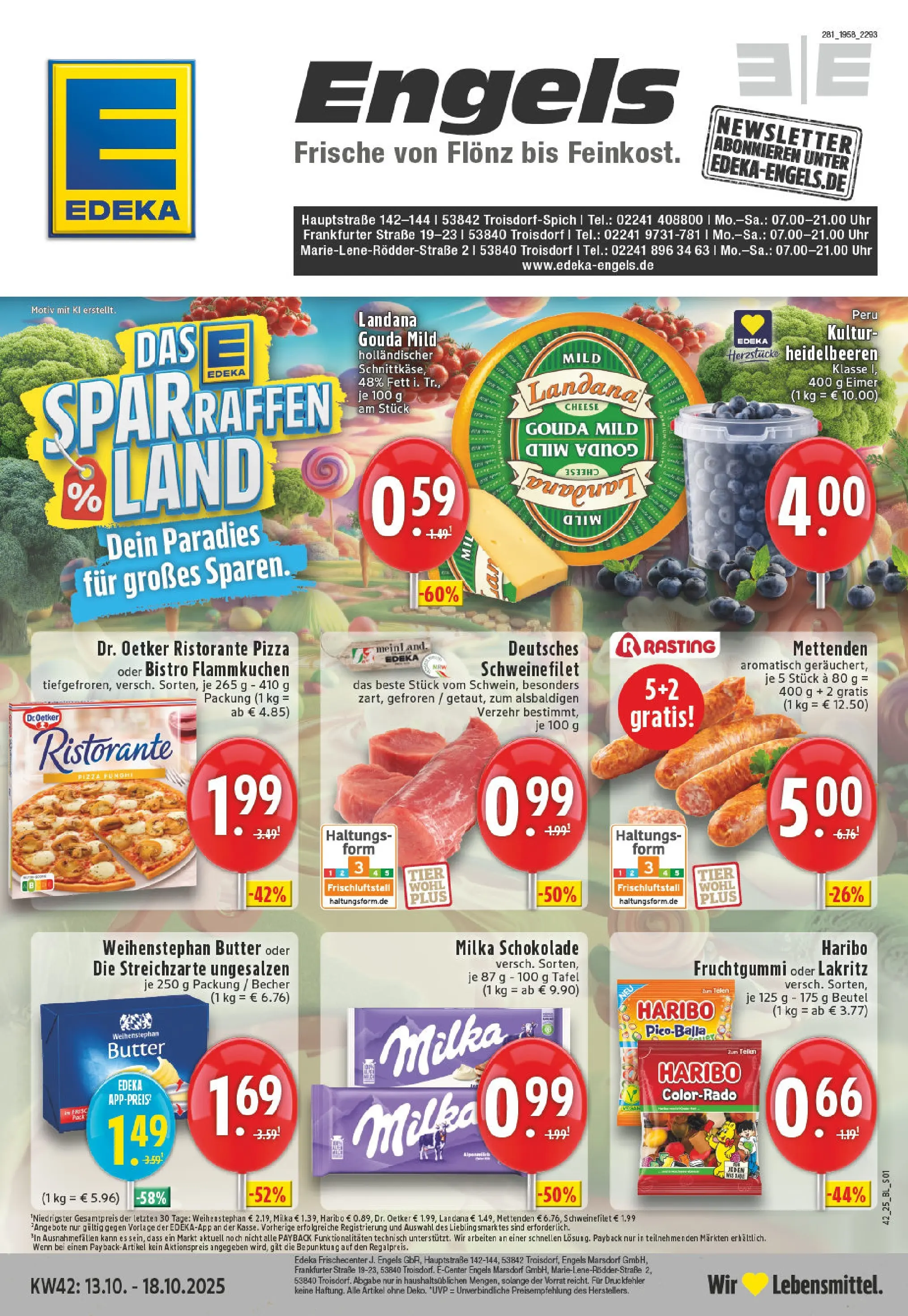 Edeka prospekt Troisdorf	 (ab 13.10.2025) » Angebote Online | Seite: 1 | Produkte: Haribo, Schokolade, Milka, Heidelbeeren