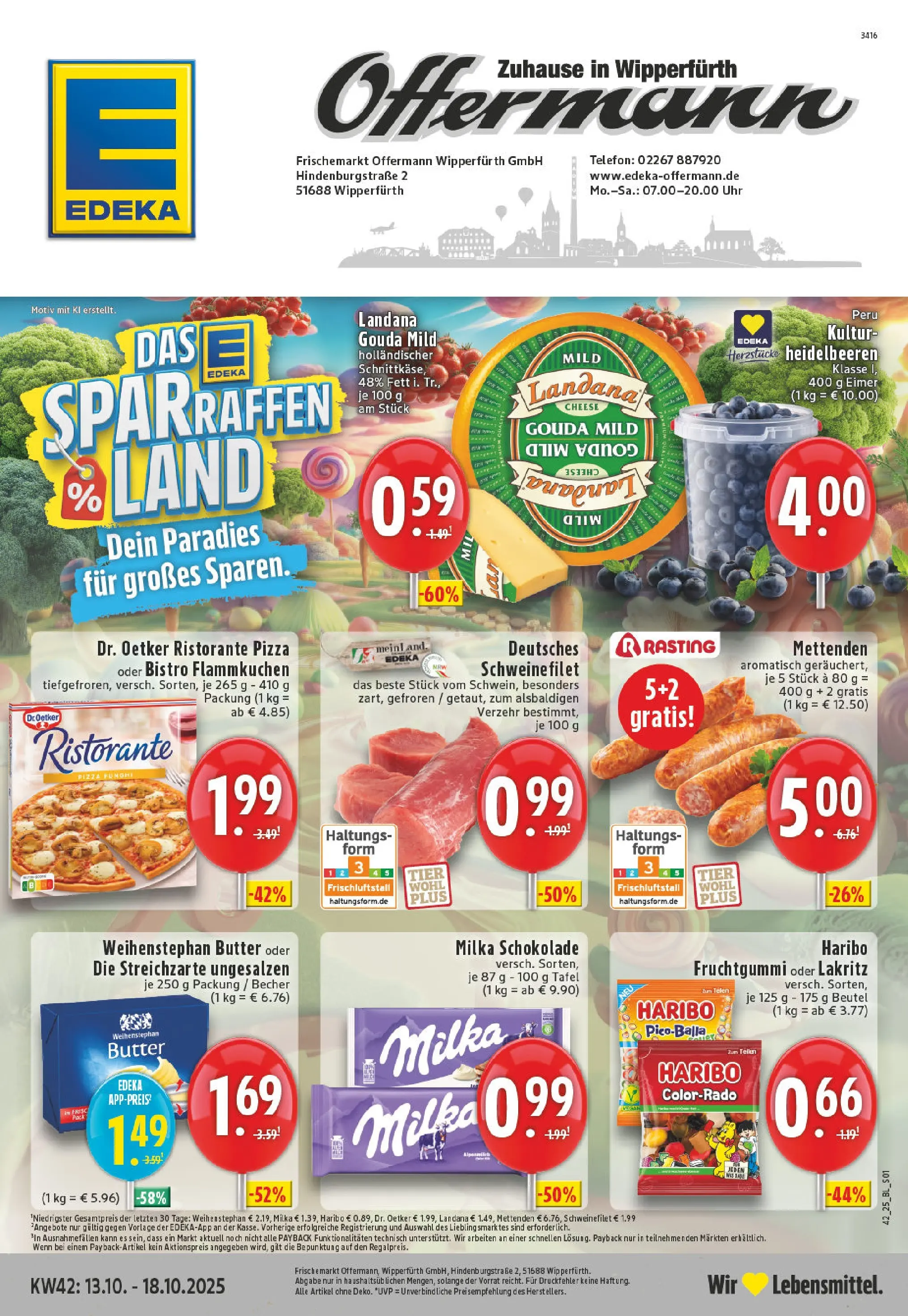 Edeka prospekt Wipperfürth	 (ab 13.10.2025) » Angebote Online | Seite: 1 | Produkte: Schokolade, Milka schokolade, Milka, Telefon