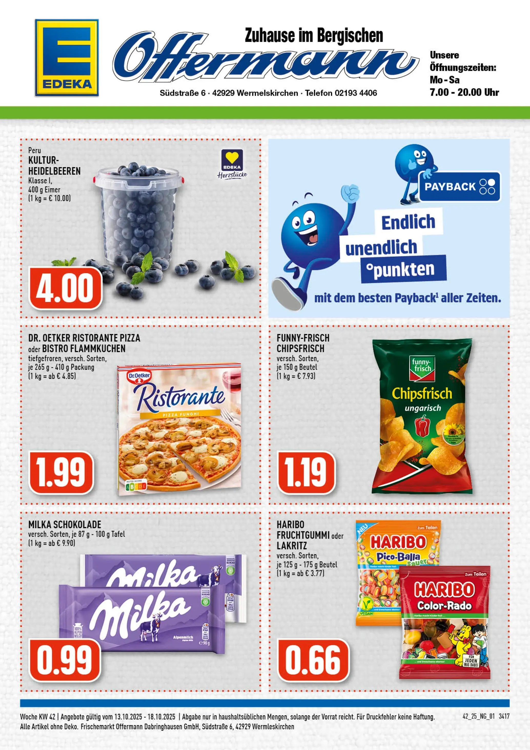 Edeka prospekt Wermelskirchen	 (ab 13.10.2025) » Angebote Online | Seite: 1 | Produkte: Haribo, Milka schokolade, Heidelbeeren, Pizza