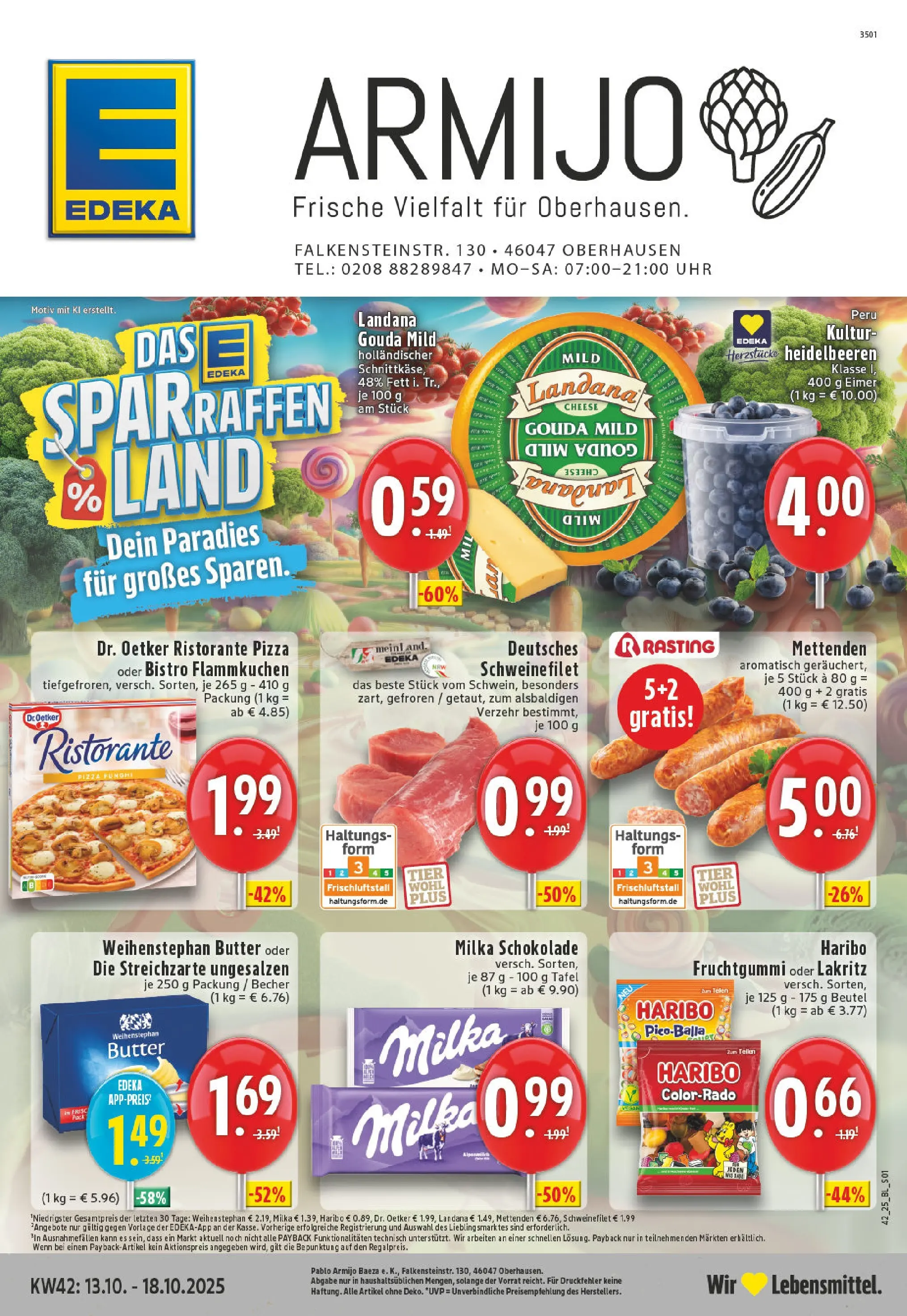 Edeka prospekt Oberhausen	 (ab 13.10.2025) » Angebote Online | Seite: 1 | Produkte: Ristorante, Gouda, Milka, Weihenstephan butter