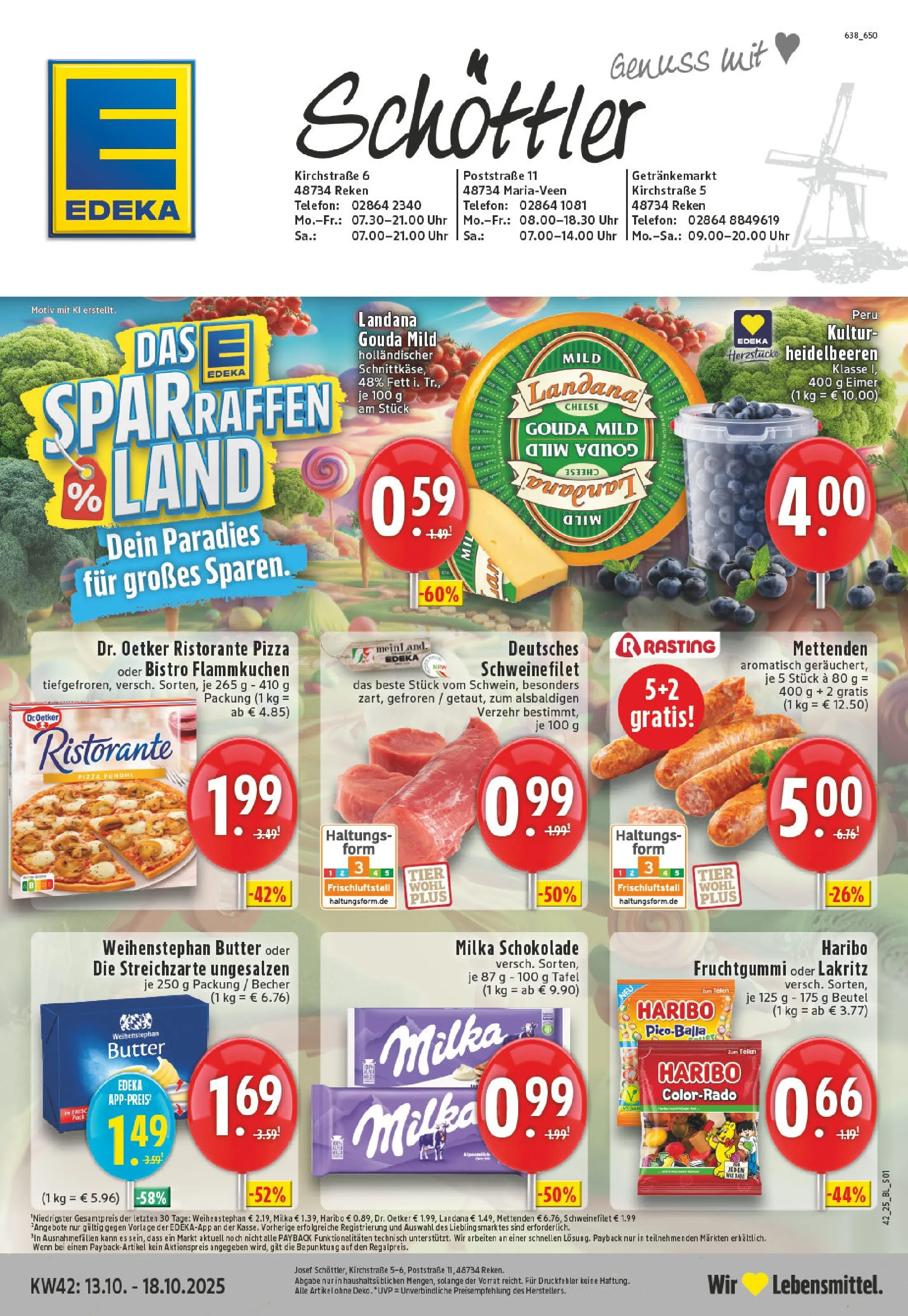 Edeka prospekt Reken	 (ab 13.10.2025) » Angebote Online | Seite: 1 | Produkte: Ristorante, Schokolade, Gouda, Uhr