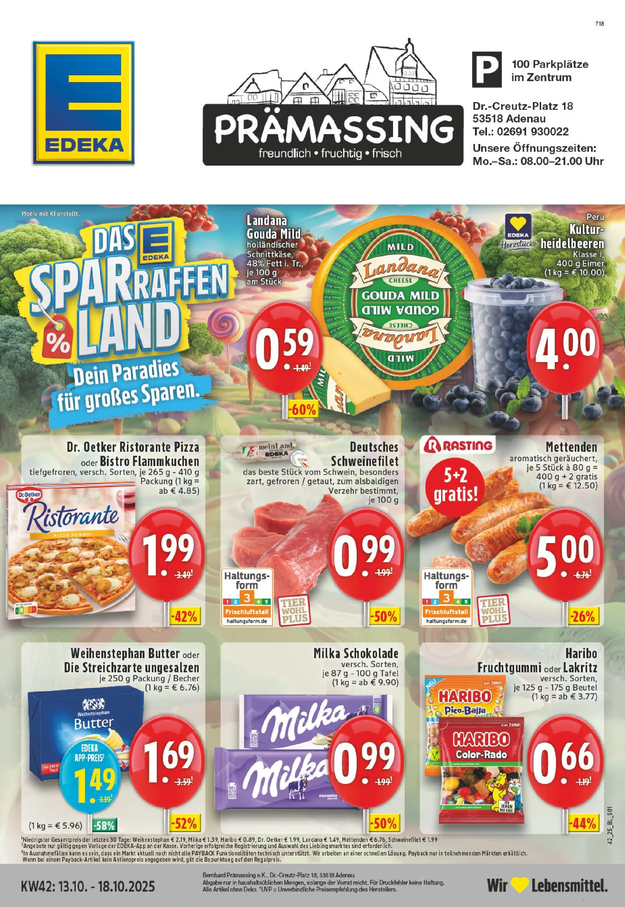 Edeka prospekt Adenau / Eifel	 (ab 13.10.2025) » Angebote Online | Seite: 1 | Produkte: Butter, Schokolade, Milka, Heidelbeeren