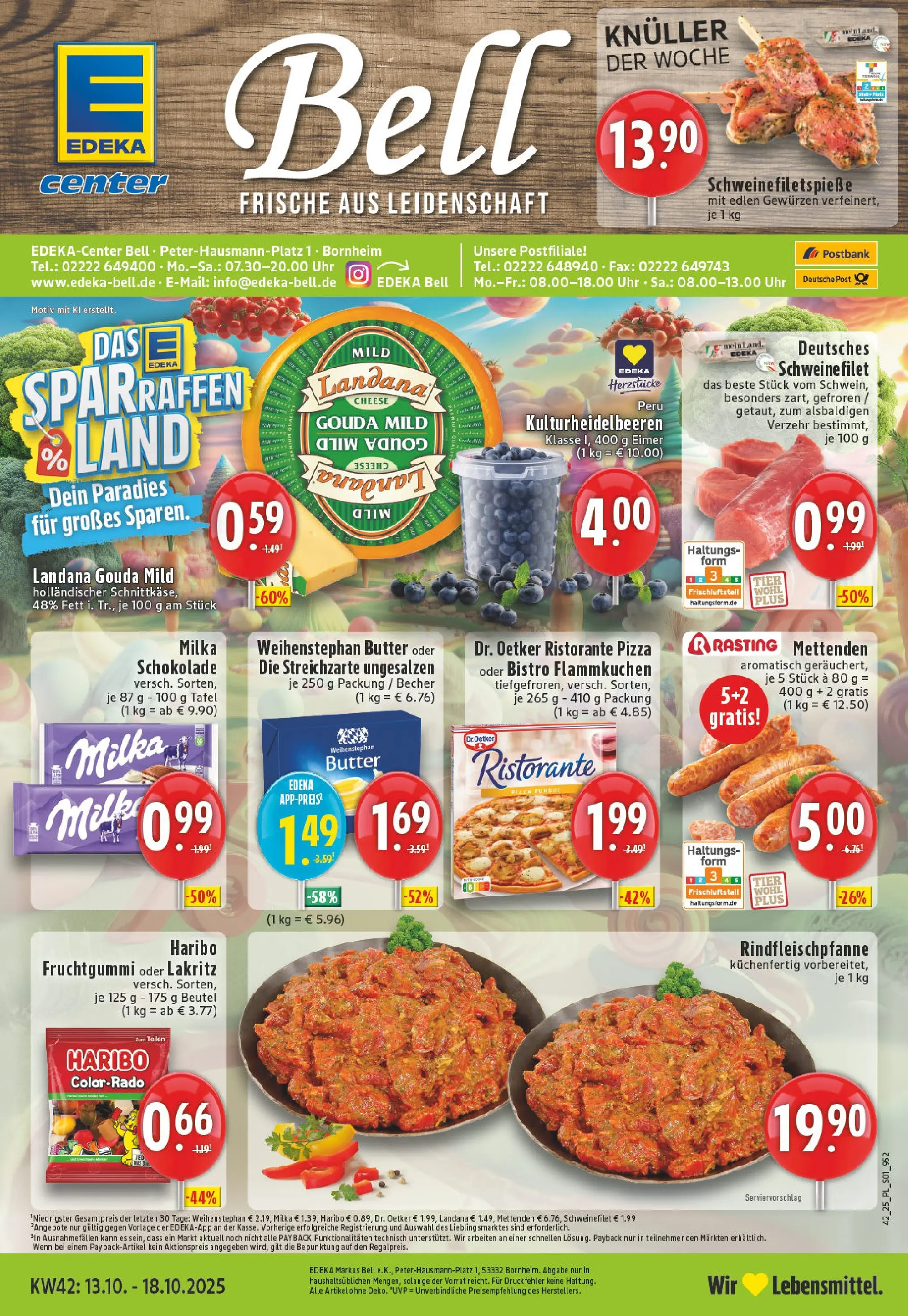 Edeka prospekt Bornheim	 (ab 13.10.2025) » Angebote Online | Seite: 1 | Produkte: Ristorante, Milka schokolade, Gouda, Weihenstephan butter