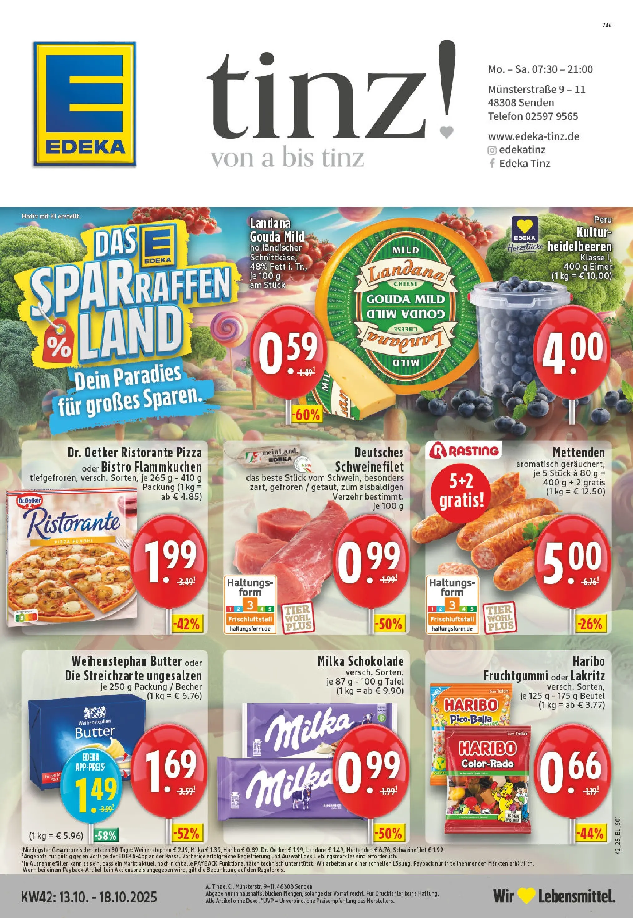 Edeka prospekt Senden	 (ab 13.10.2025) » Angebote Online | Seite: 1 | Produkte: Haribo, Milka, Weihenstephan butter, Schweinefilet