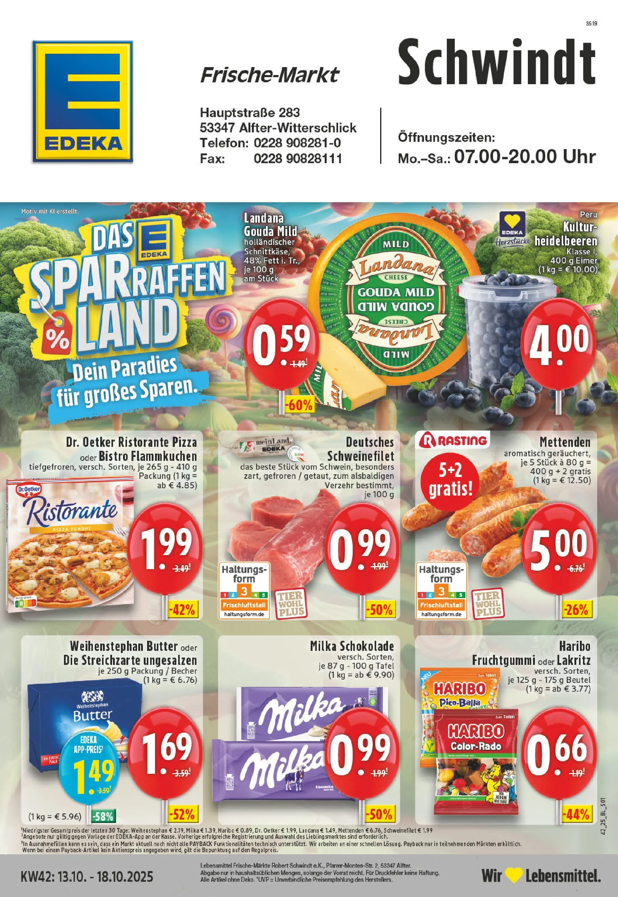 Edeka prospekt Alfter-Witterschlick	 (ab 13.10.2025) » Angebote Online | Seite: 1 | Produkte: Ristorante, Butter, Gouda, Heidelbeeren