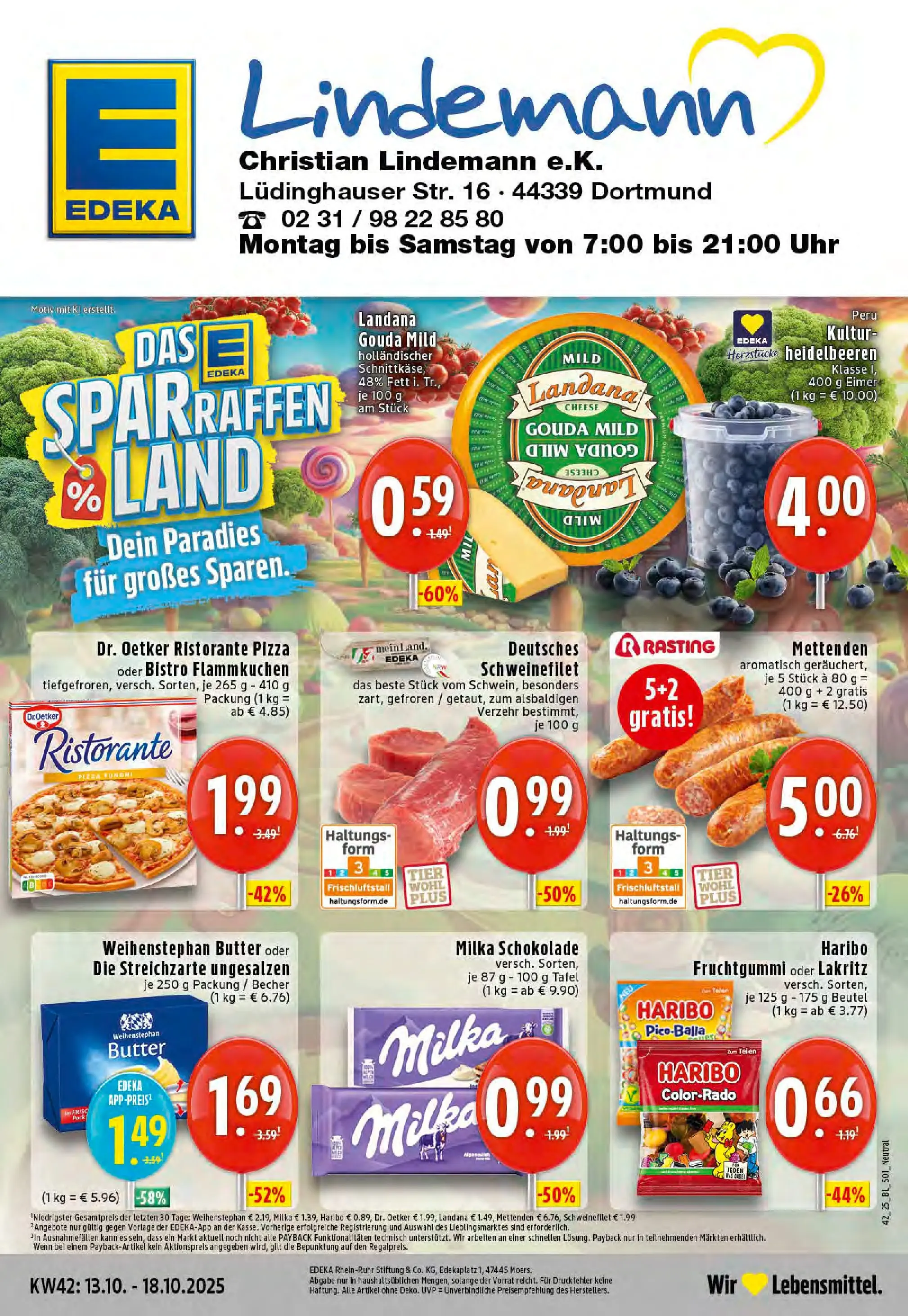 Edeka prospekt Dortmund-Eving	 (ab 13.10.2025) » Angebote Online | Seite: 1 | Produkte: Butter, Milka schokolade, Weihenstephan butter, Pizza