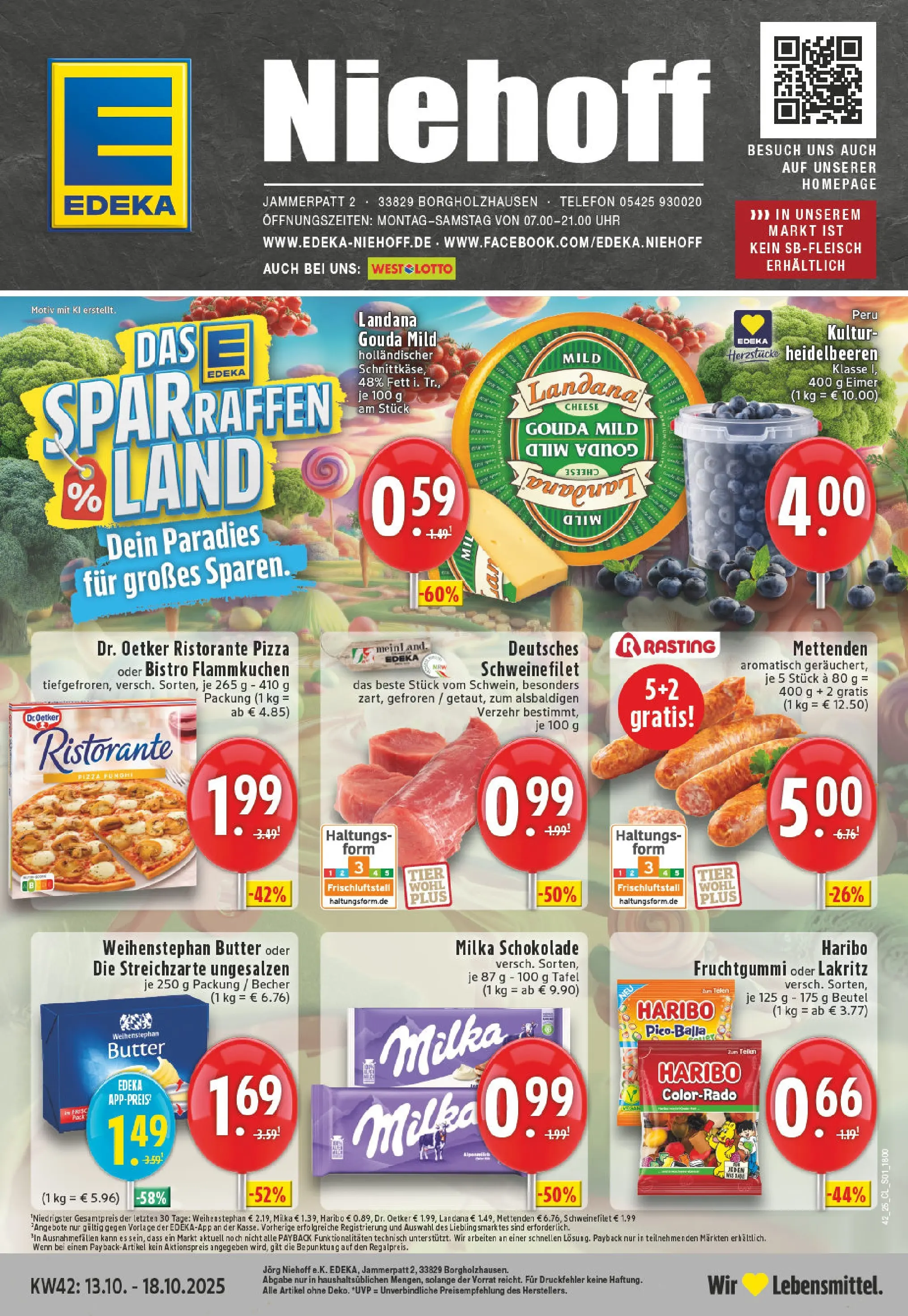 Edeka prospekt Borgholzhausen	 (ab 13.10.2025) » Angebote Online | Seite: 1 | Produkte: Butter, Milka schokolade, Gouda, Weihenstephan butter