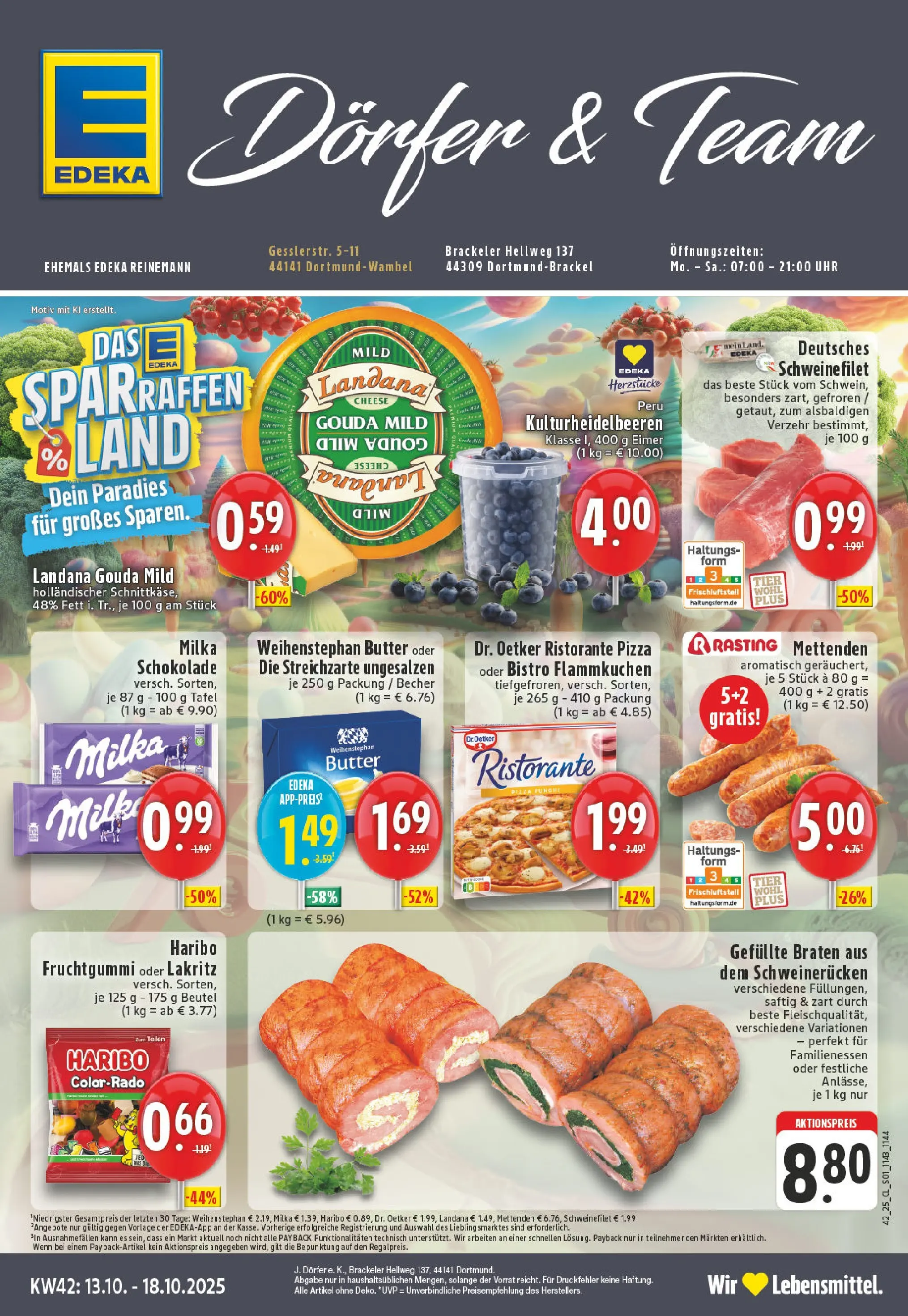 Edeka prospekt Dortmund-Brackel	 (ab 13.10.2025) » Angebote Online | Seite: 1 | Produkte: Butter, Schokolade, Schweinefilet, Schweinerucken